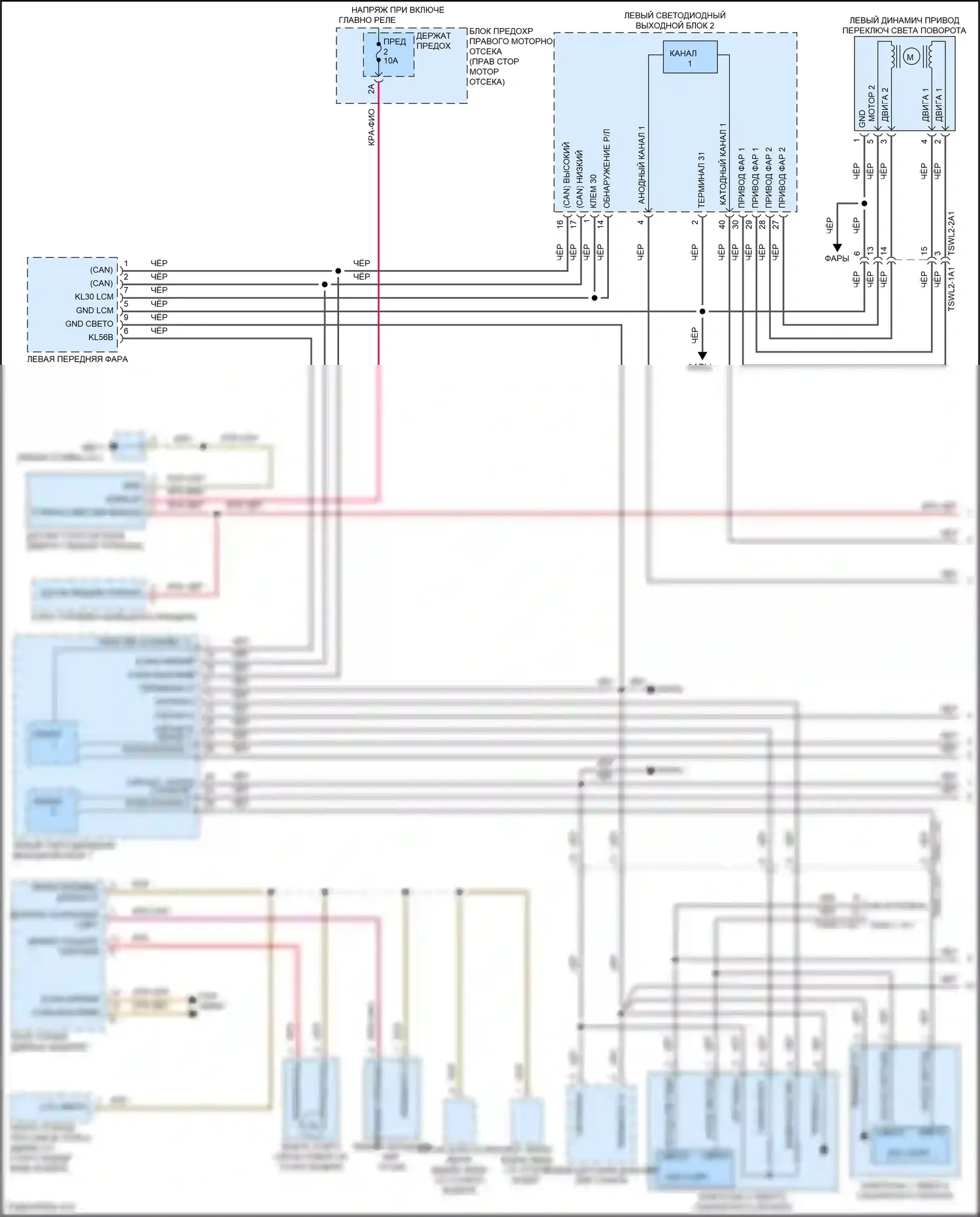 Panamera Porsche 971 рестайлинг (2020-2023): Электросхема фар и фонарей, со светодиодными фарами (1 из 4) 