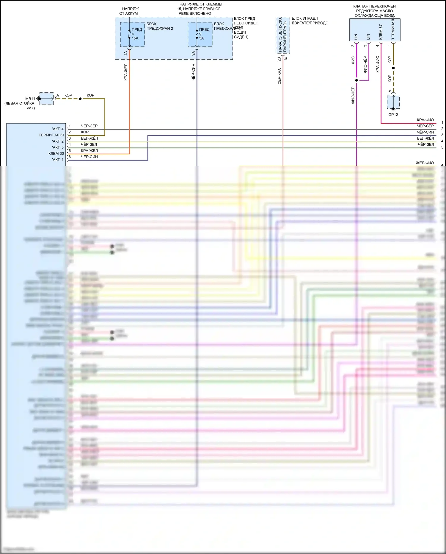 Panamera Porsche 971 рестайлинг (2020-2023): Электросхема автоматической коробки передач (1 из 2) 
