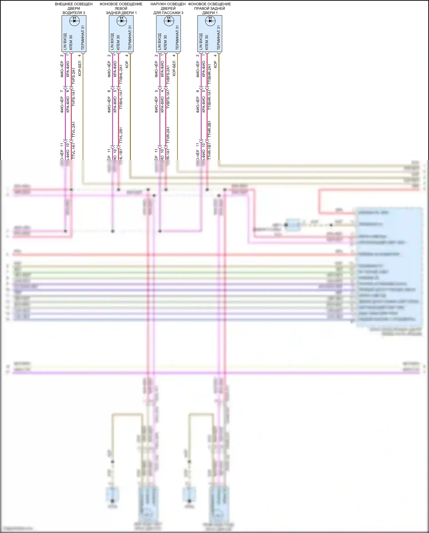 Panamera Porsche 971 рестайлинг (2020-2023): Электросхема освещения салона (4 из 7) 