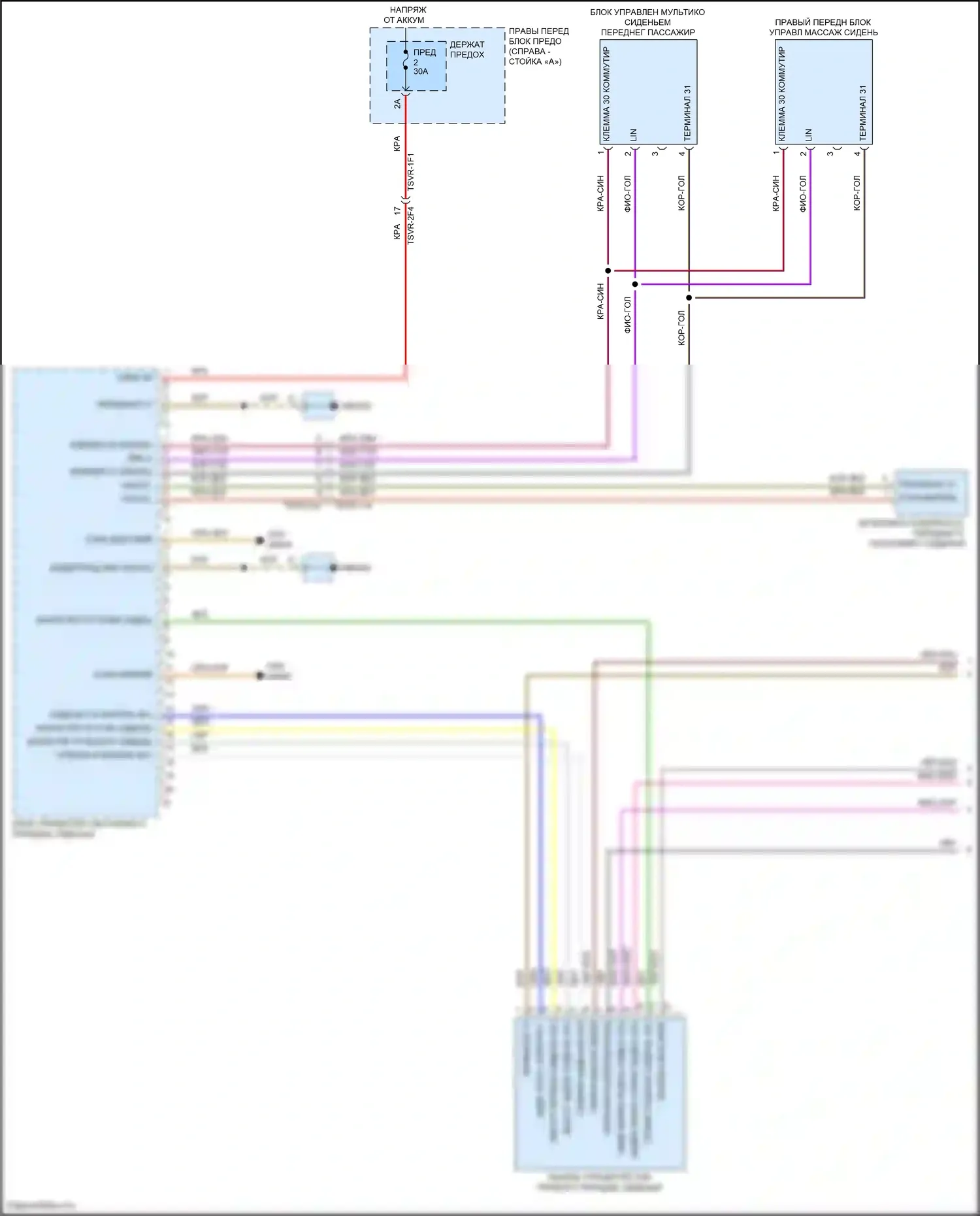 Panamera Porsche 971 рестайлинг (2020-2023): Электросхема сиденья памяти пассажира (1 из 2) 