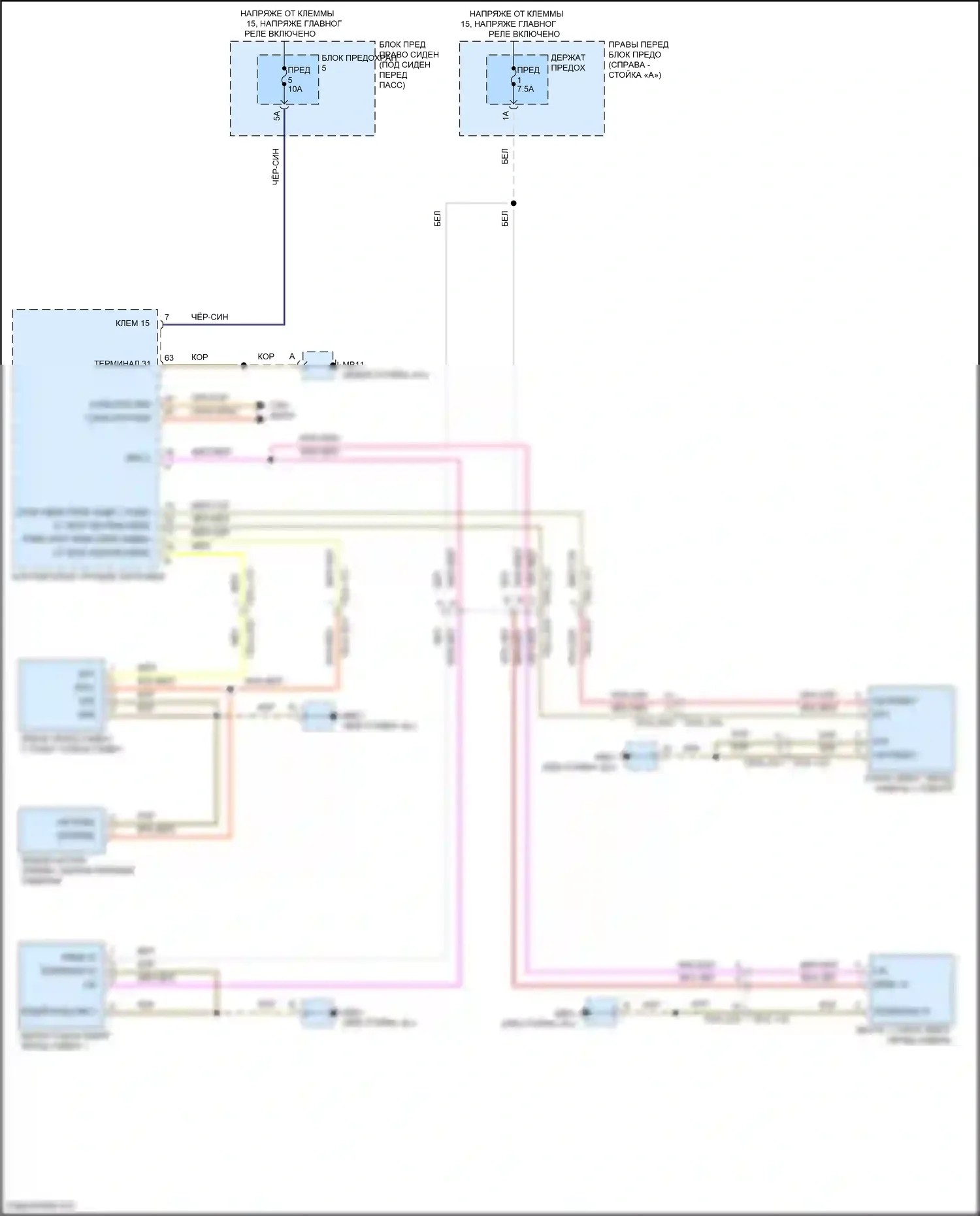 Panamera Porsche 971 рестайлинг (2020-2023): Электросхема сиденья водителя с подогревом 