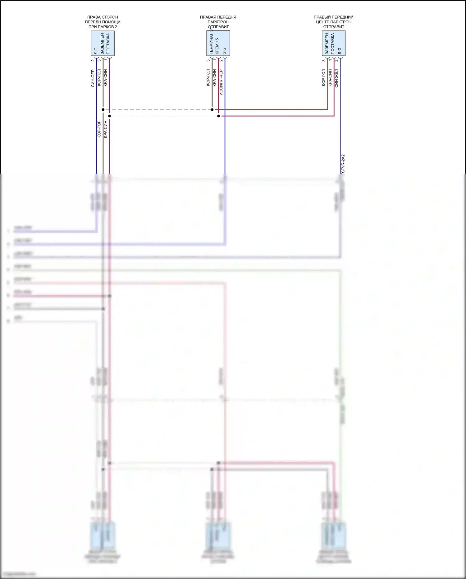 Panamera Porsche 971 рестайлинг (2020-2023): Электросхема парктроника (2 из 2) 