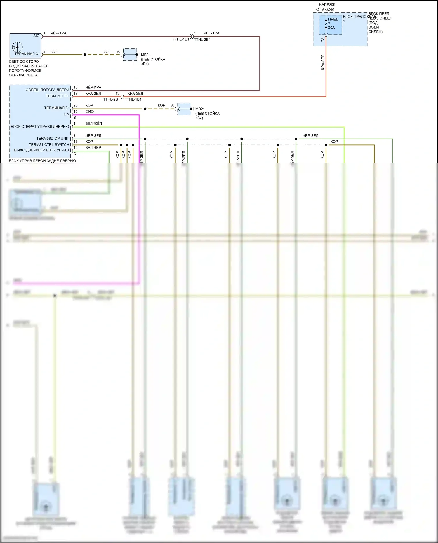 Panamera Porsche 971 (2016-2020): Электросхема освещения салона (6 из 7) 