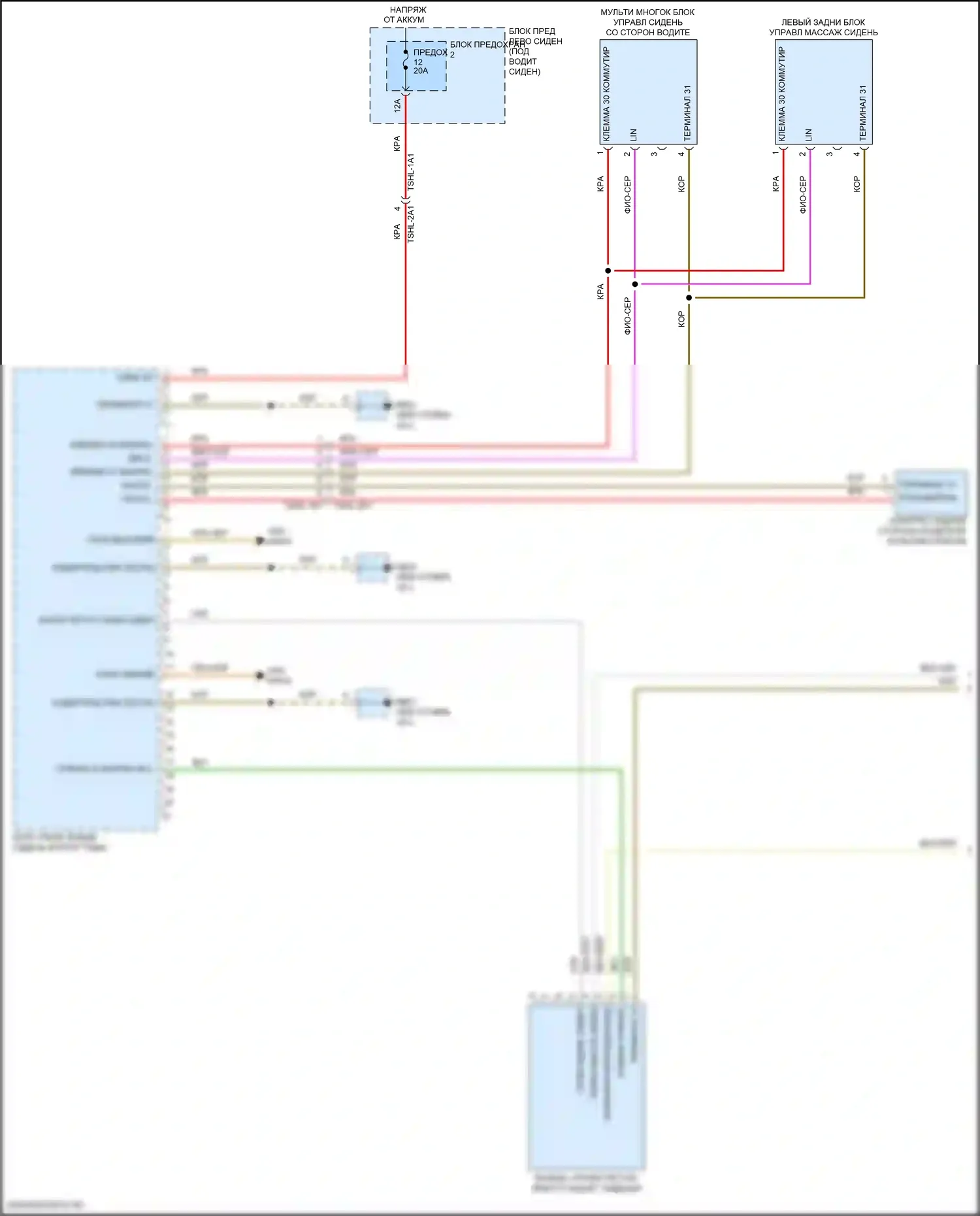 Panamera Porsche 971 (2016-2020): Электросхема левого заднего сиденья памяти (1 из 2) 