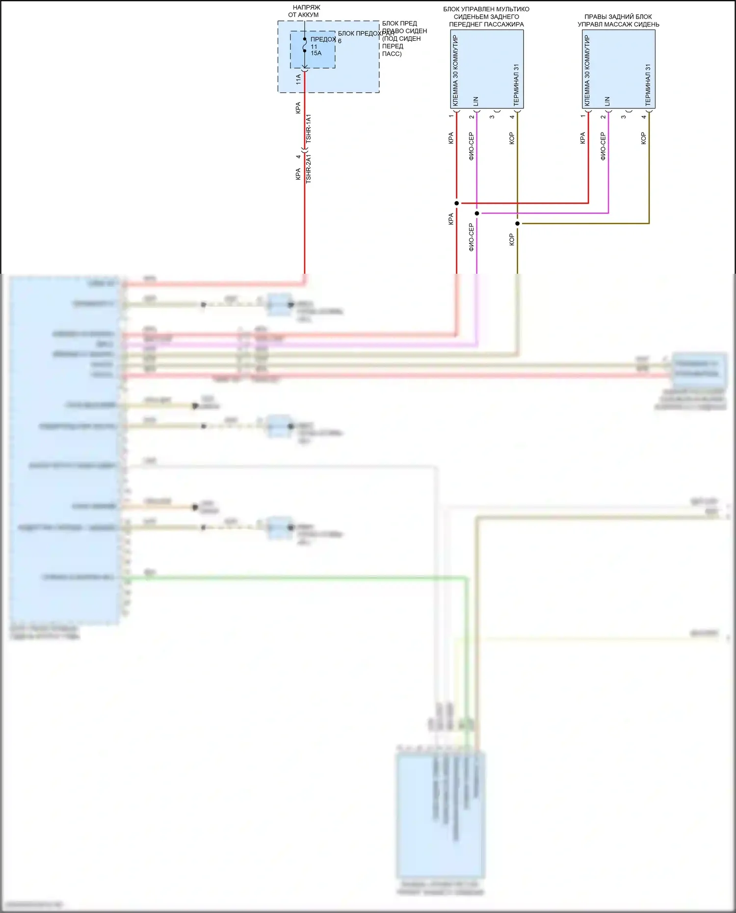 Panamera Porsche 971 (2016-2020): Электросхема правого заднего сиденья памяти (1 из 2) 