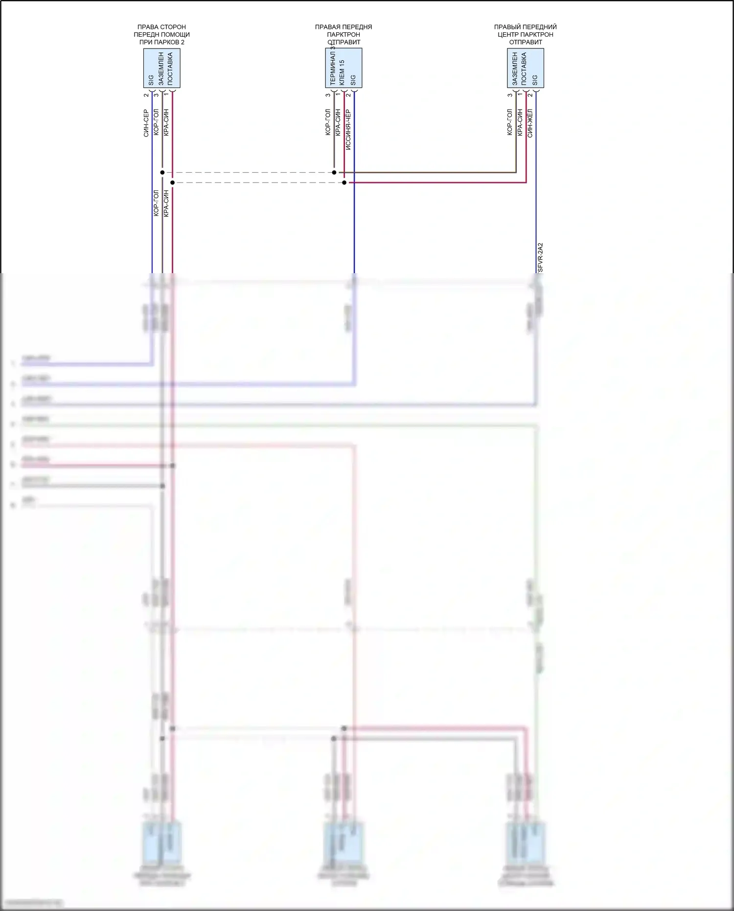 Panamera Porsche 971 (2016-2020): Электросхема парктроника (2 из 2) 