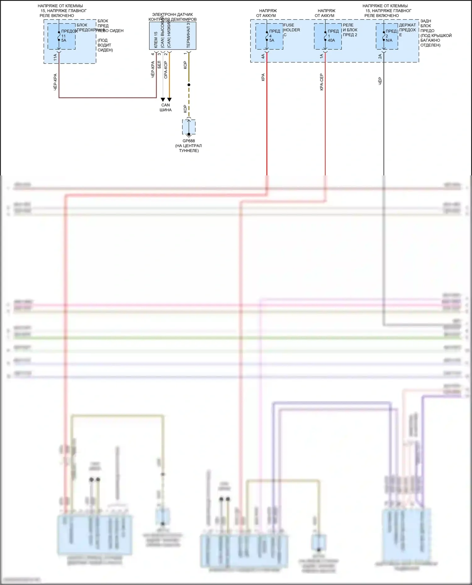 Panamera Porsche 972 (2023-2024): Электросхема электронной подвески (2 из 4) 