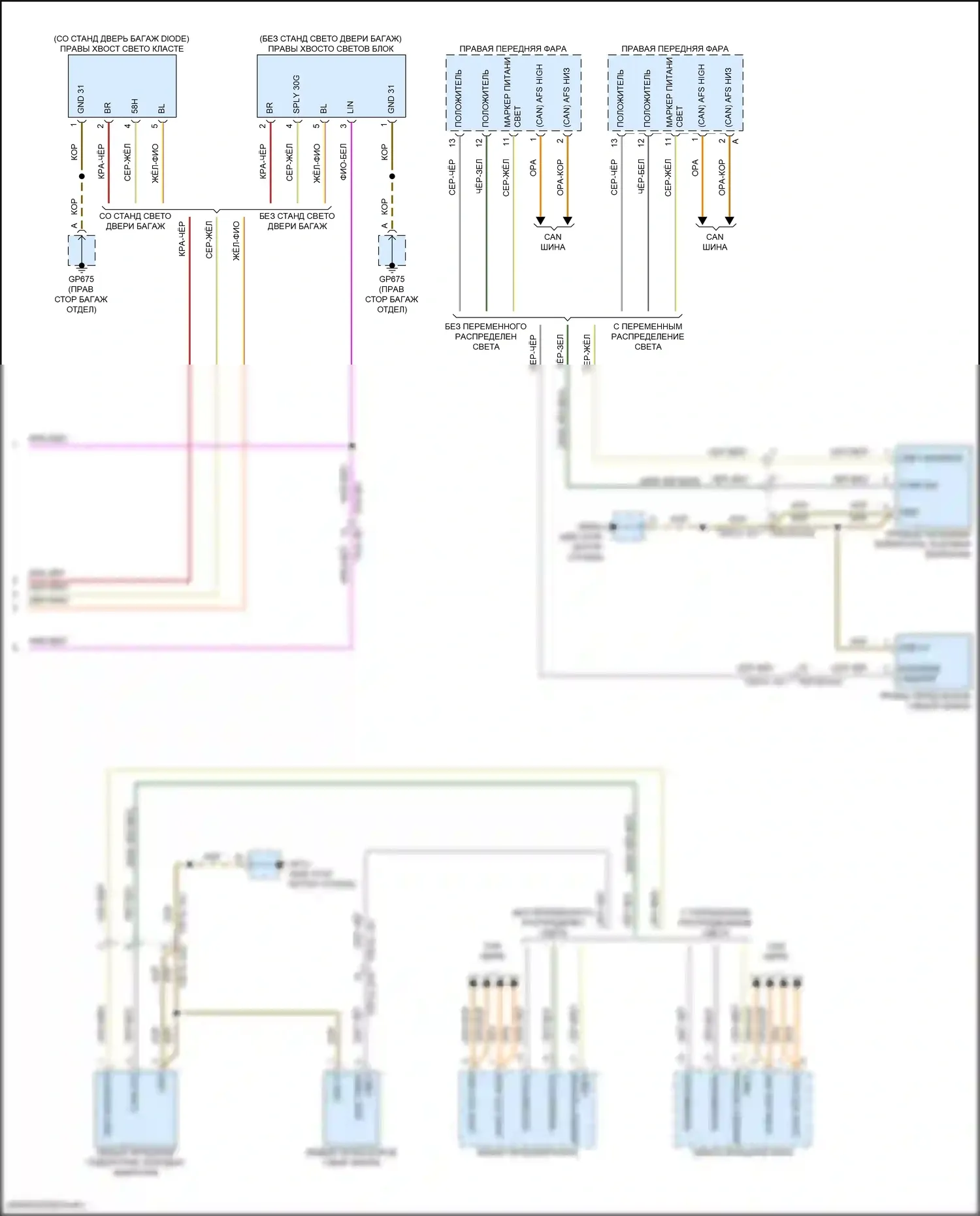 Panamera Porsche 972 (2023-2024): Электросхема фар и фонарей (3 из 3) 