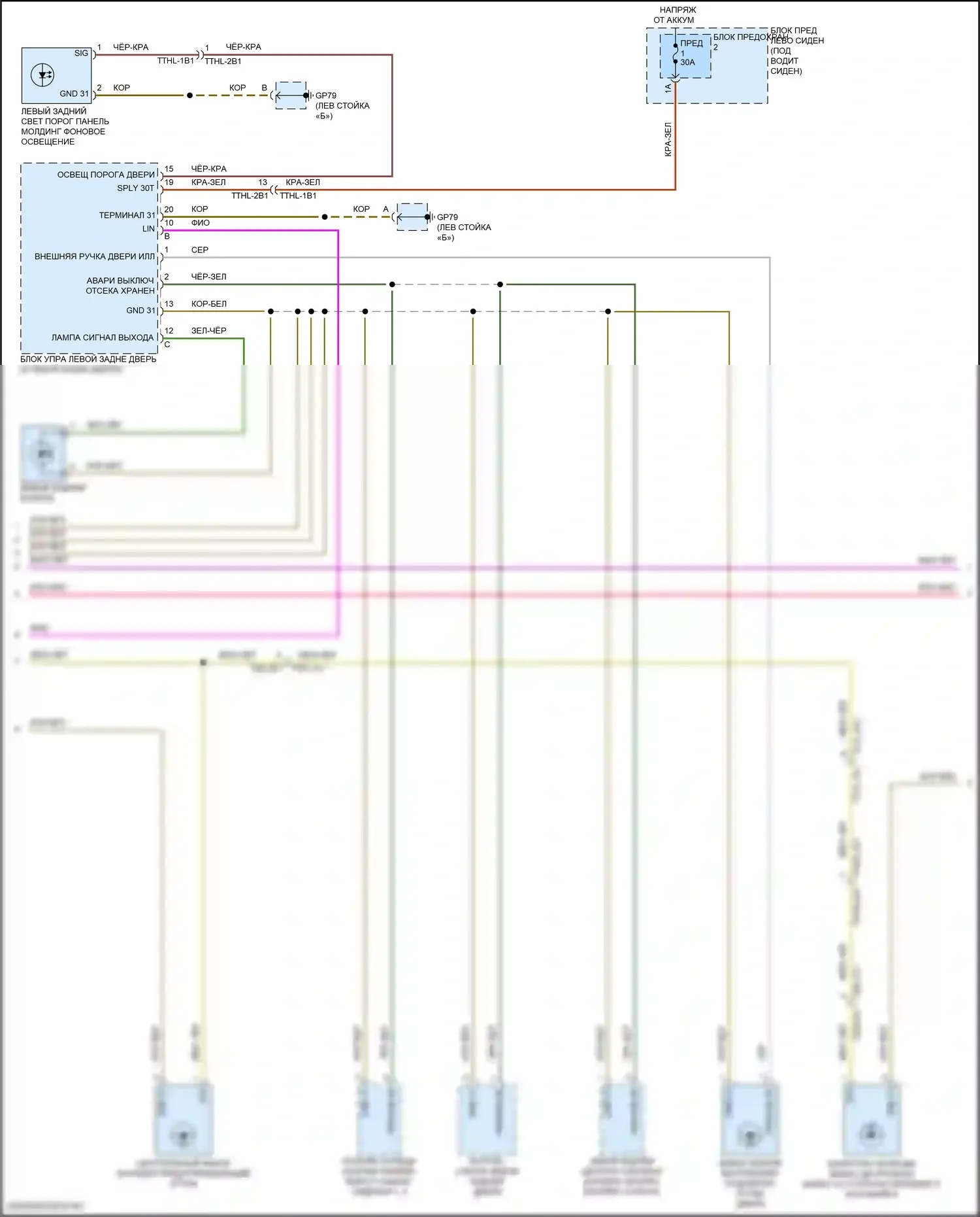 Panamera Porsche 972 (2023-2024): Электросхема освещения салона (6 из 7) 