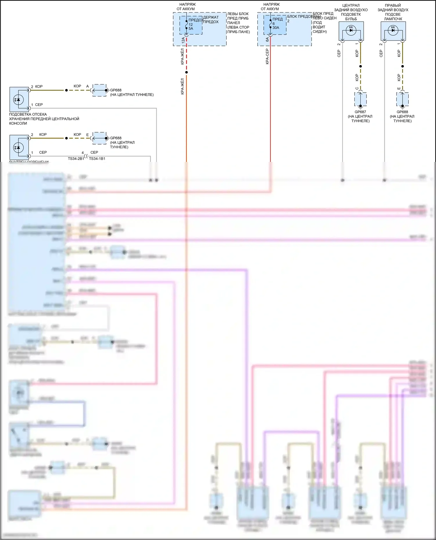 Panamera Porsche 972 (2023-2024): Электросхема внутреннего освещения (1 из 7) 