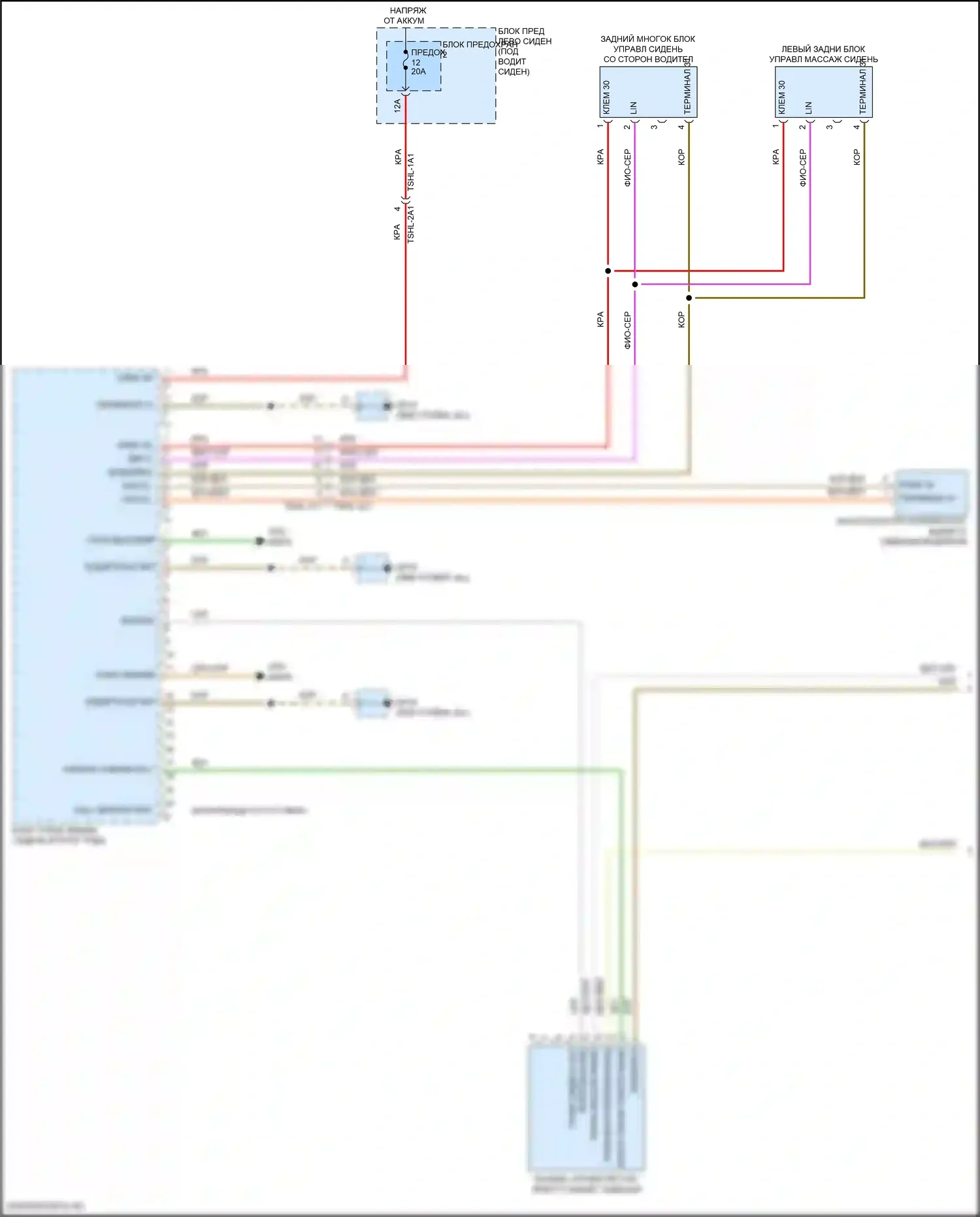 Panamera Porsche 972 (2023-2024): Электросхема левого заднего сиденья памяти (1 из 2) 