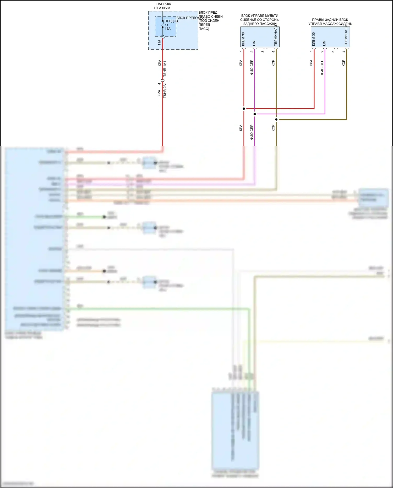 Panamera Porsche 972 (2023-2024): Электросхема правого заднего сиденья памяти (1 из 2) 