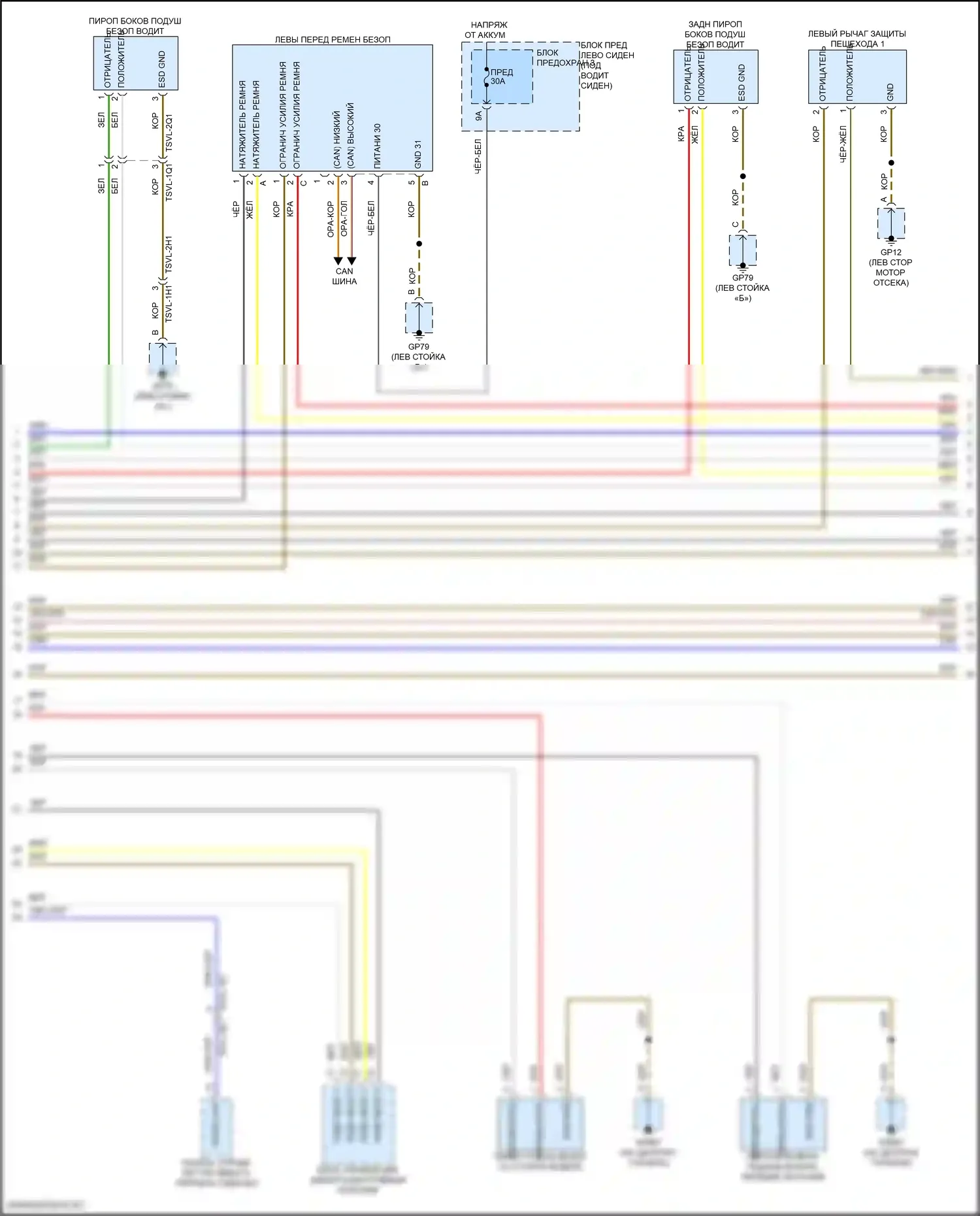 Panamera Porsche 972 (2023-2024): Электросхема подушек безопасности (2 из 6) 