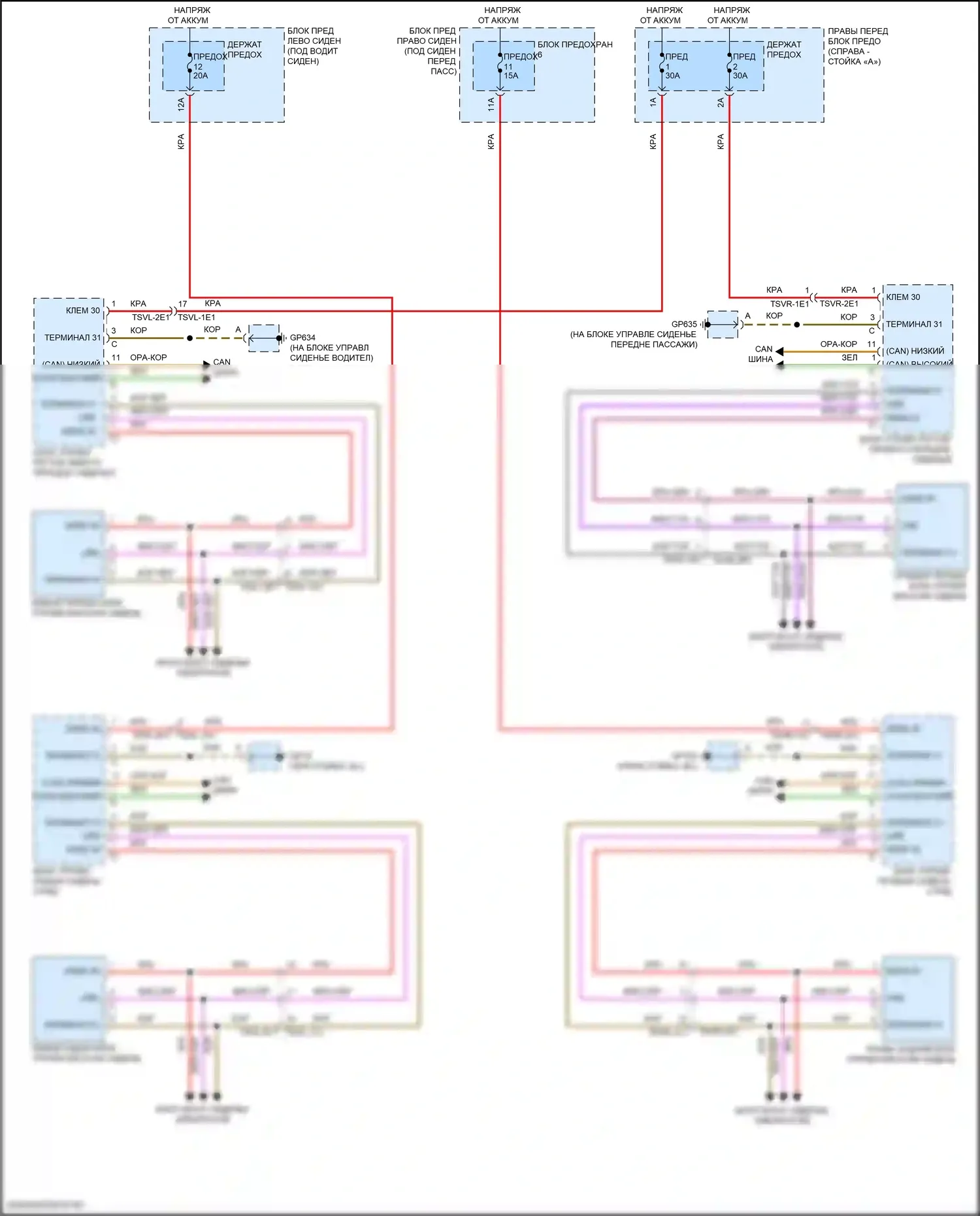 Panamera Porsche 972 (2023-2024): Электросхема массажного кресла 