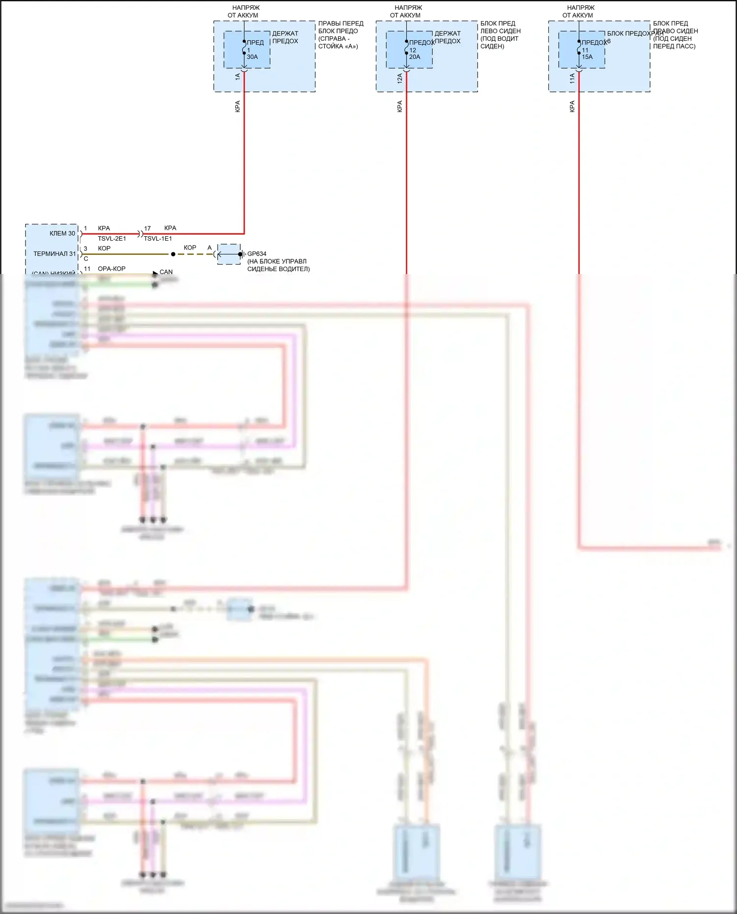 Panamera Porsche 972 (2023-2024): Многоконтурное сиденье электросхема (1 из 2) 