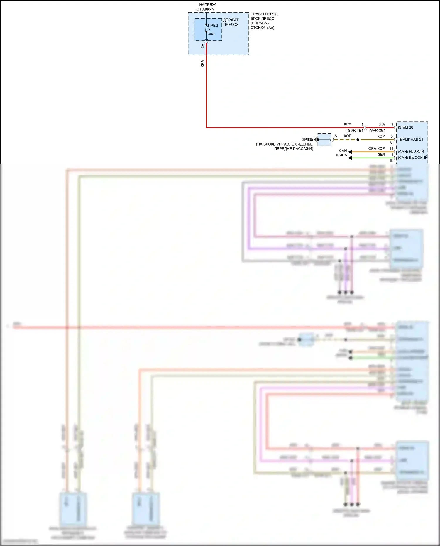 Panamera Porsche 972 (2023-2024): Многоконтурное сиденье электросхема (2 из 2) 