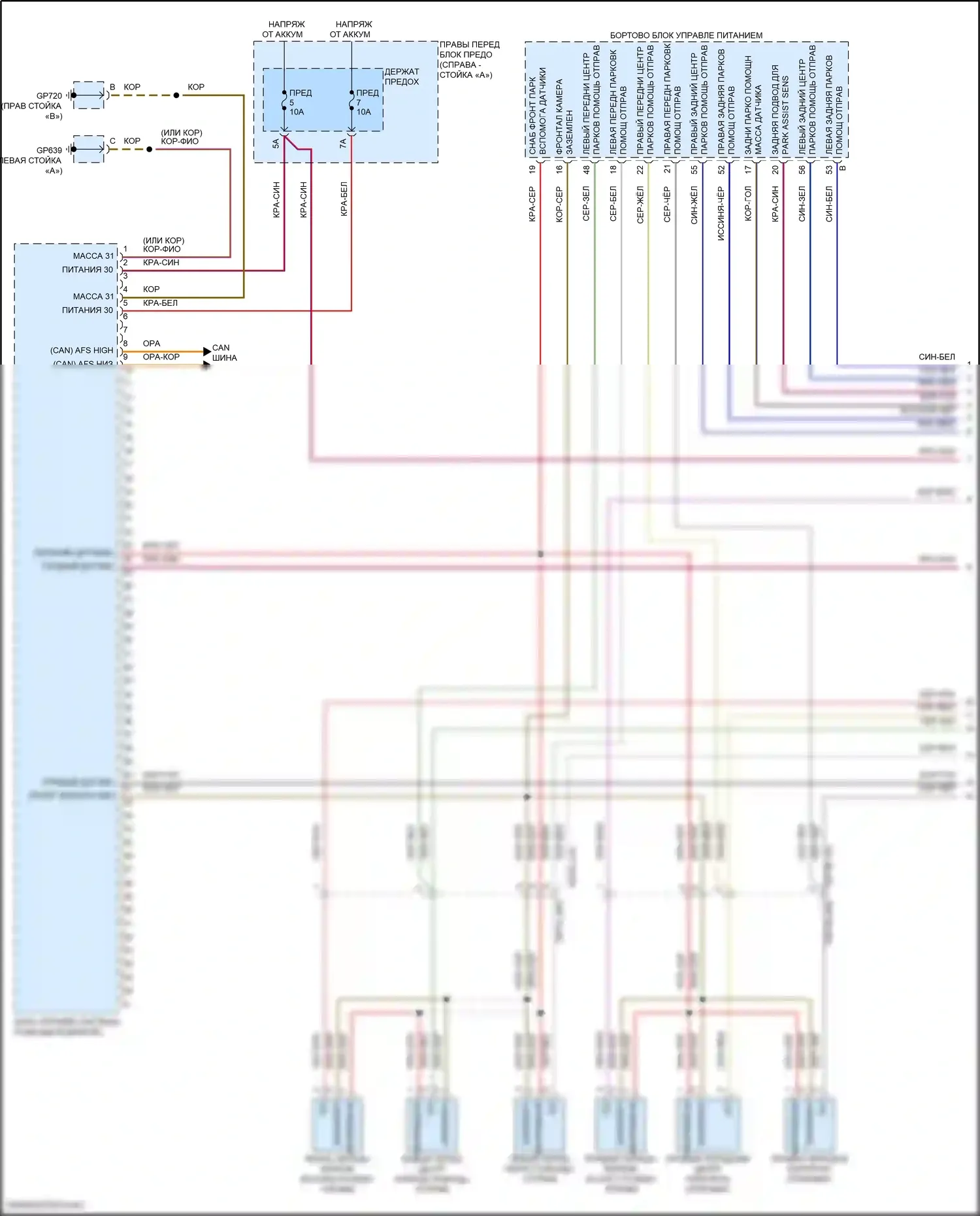 Panamera Porsche 972 (2023-2024): Электросхема парктроника (1 из 2) 