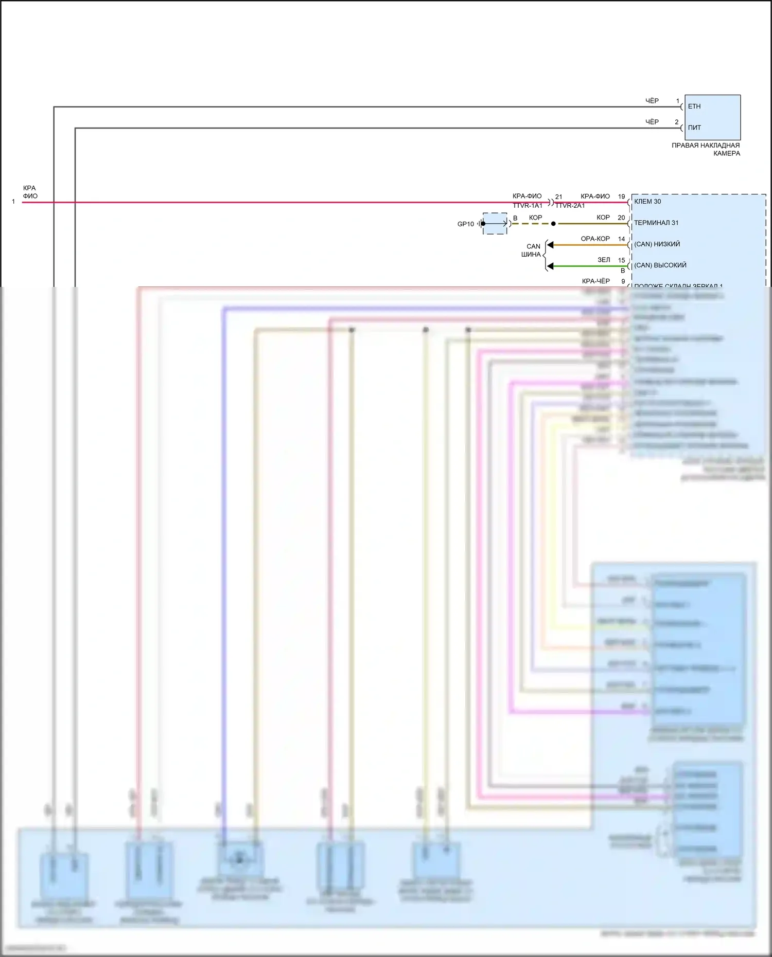 Panamera Porsche 972 (2023-2024): Управление зеркалами заднего вида электросхема (2 из 2) 