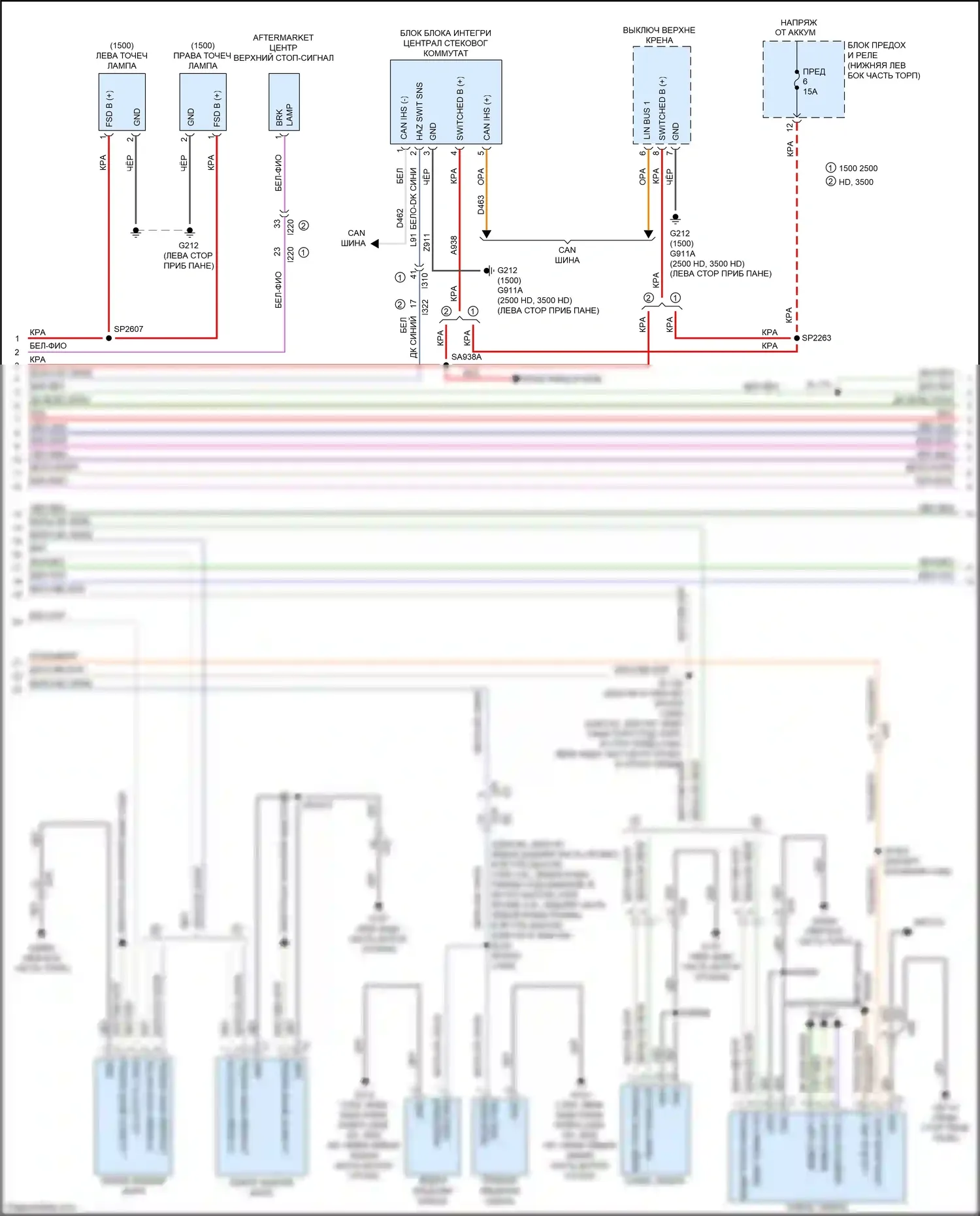 1500 RAM IV (2011-2024): Электросхема фар и фонарей, премиум-класса (2 из 3) 