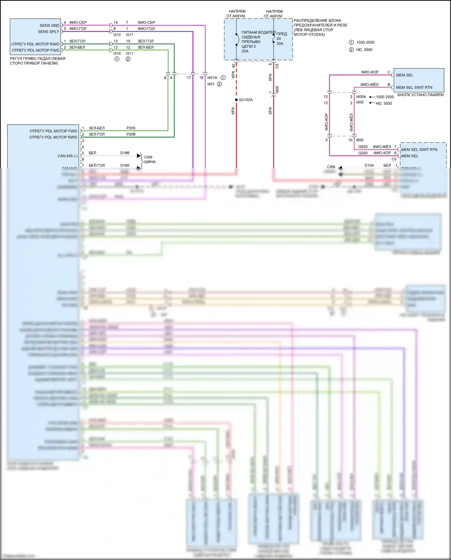 1500 RAM IV (2011-2024): Электросхема сиденья памяти 