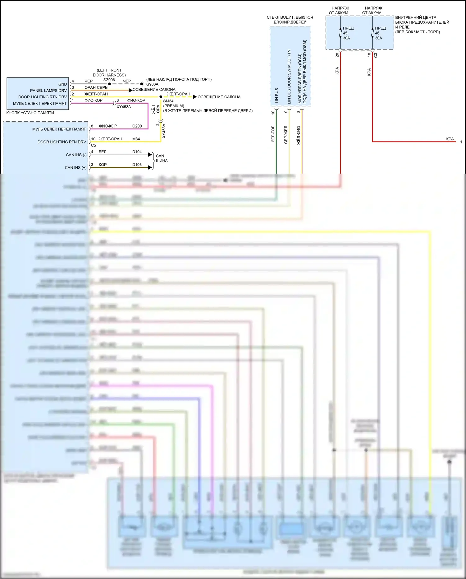 1500 RAM V (2018-2024): Электросхема памяти зеркал, без буксировки прицепа (1 из 2) 