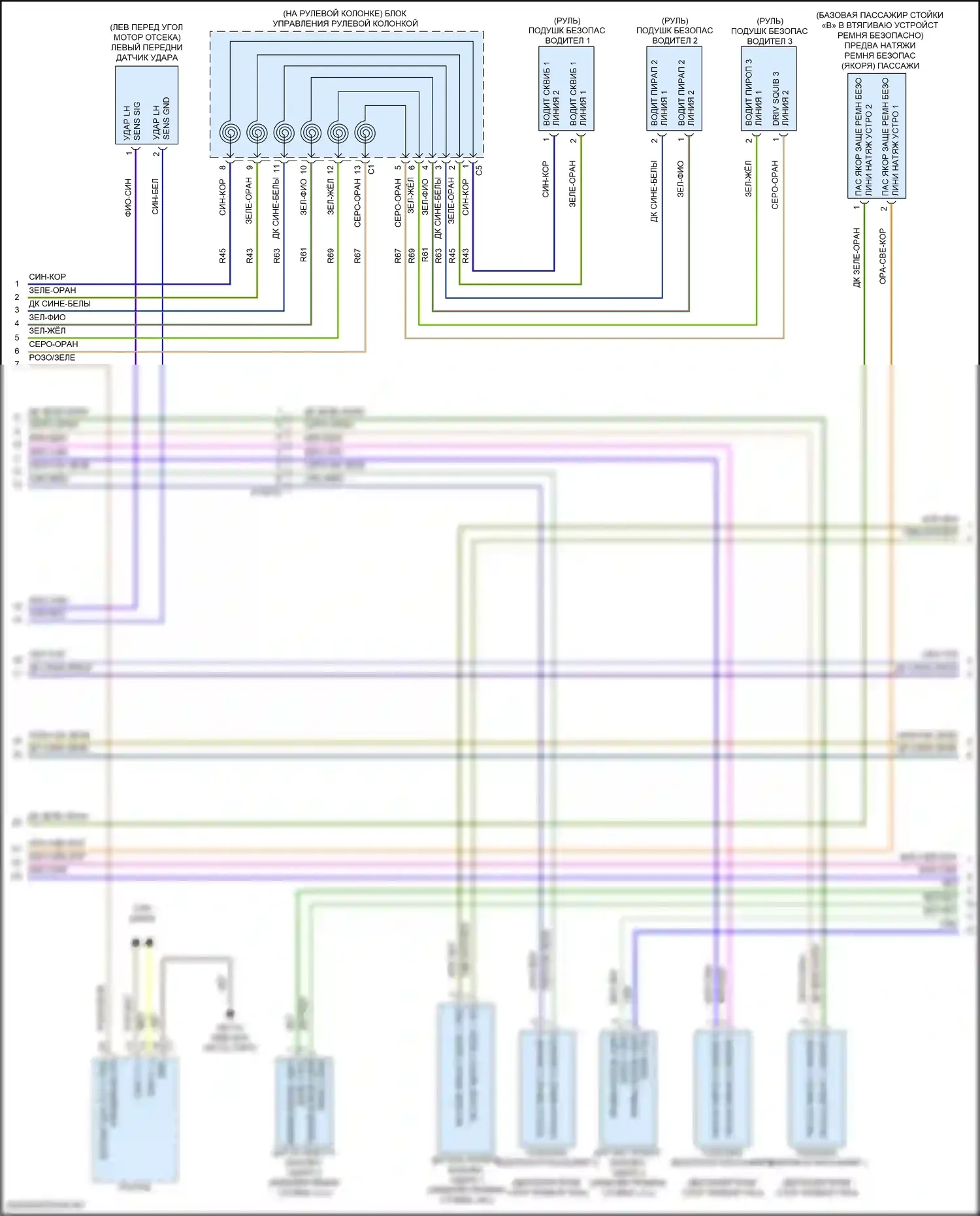 1500 RAM V (2018-2024): Электросхема подушек безопасности (2 из 3) 