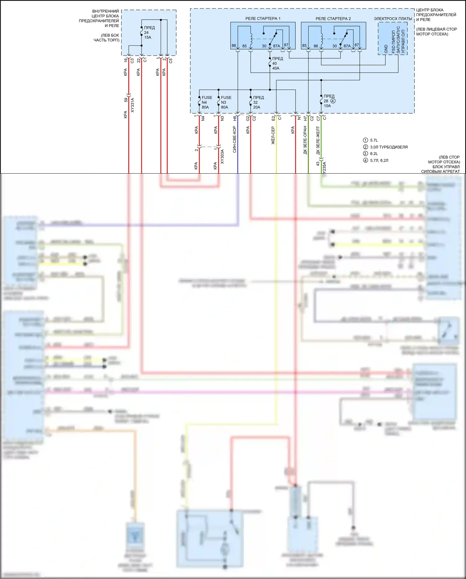 1500 RAM V (2018-2024): Электросхема стартера, без etorque 