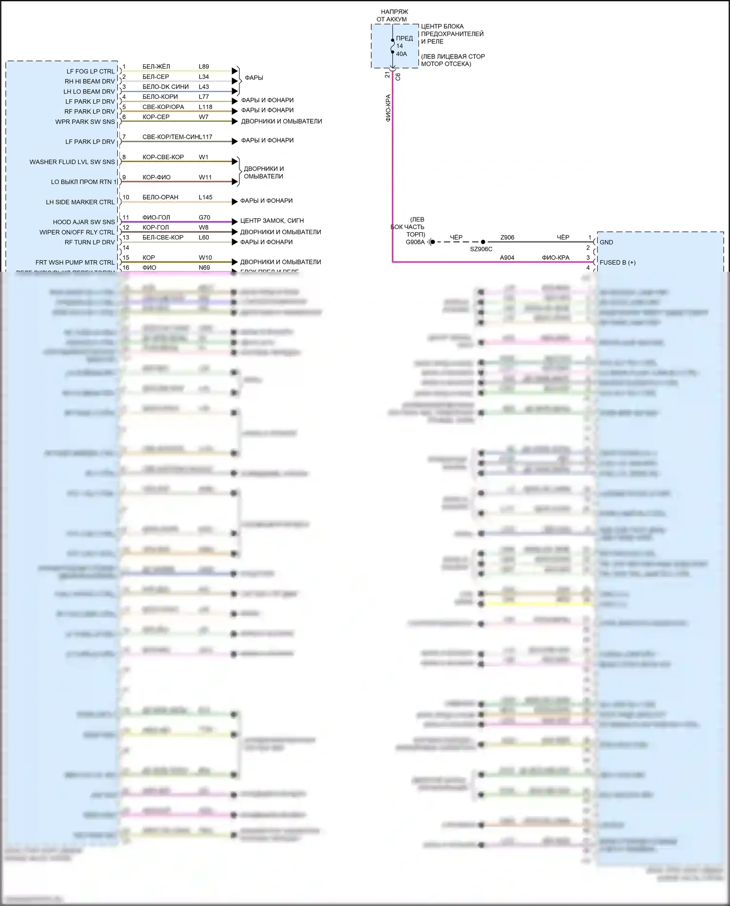 2500 RAM I рестайлинг (2019-2024): Электросхема блоков управления кузовом (1 из 2) 