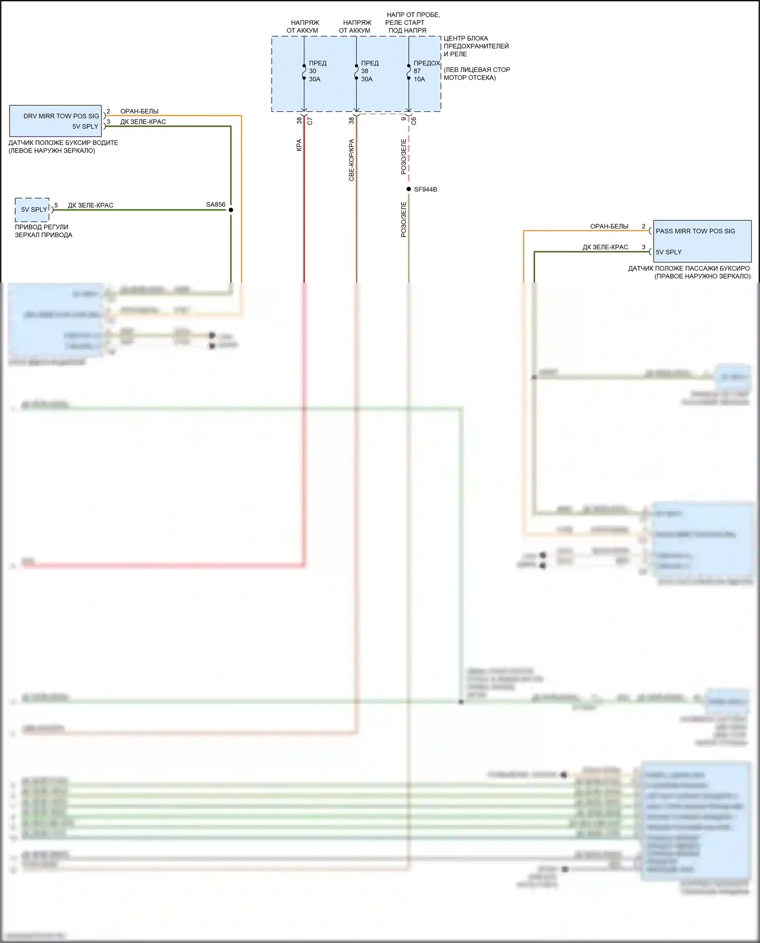 2500 RAM I рестайлинг (2019-2024): Электросхема буксировки прицепа, кроме пятого колеса (2 из 2) 