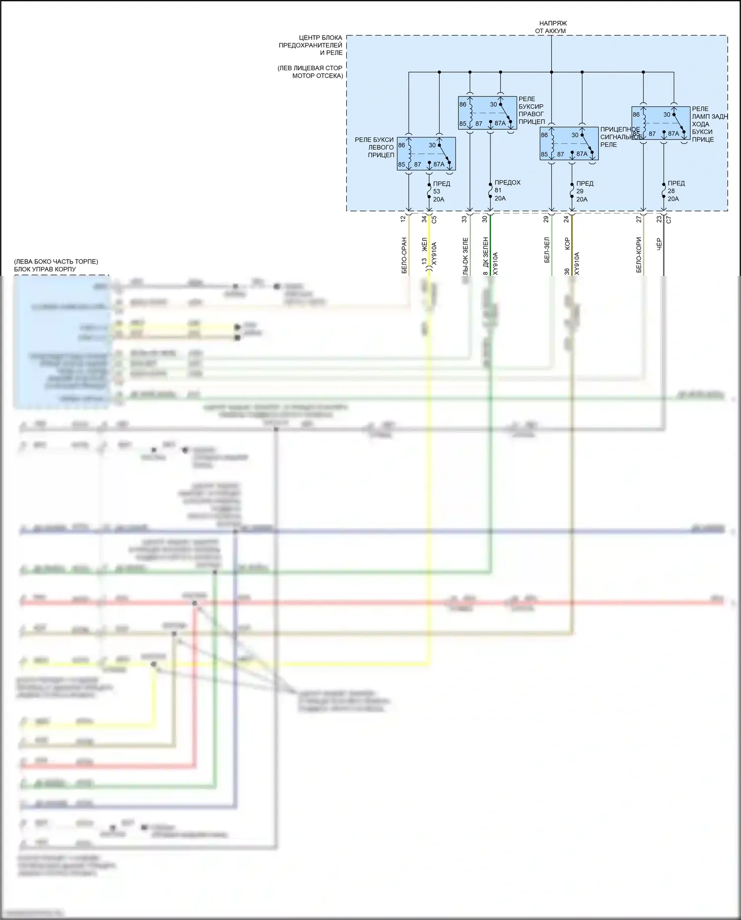 2500 RAM I рестайлинг (2019-2024): Электросхема буксировки прицепа, пятое колесо (1 из 2) 
