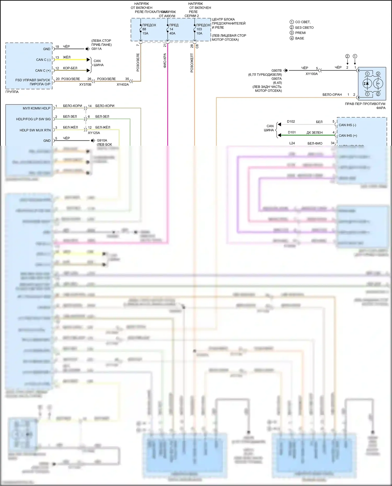 2500 RAM I рестайлинг (2019-2024): Электросхема фар 