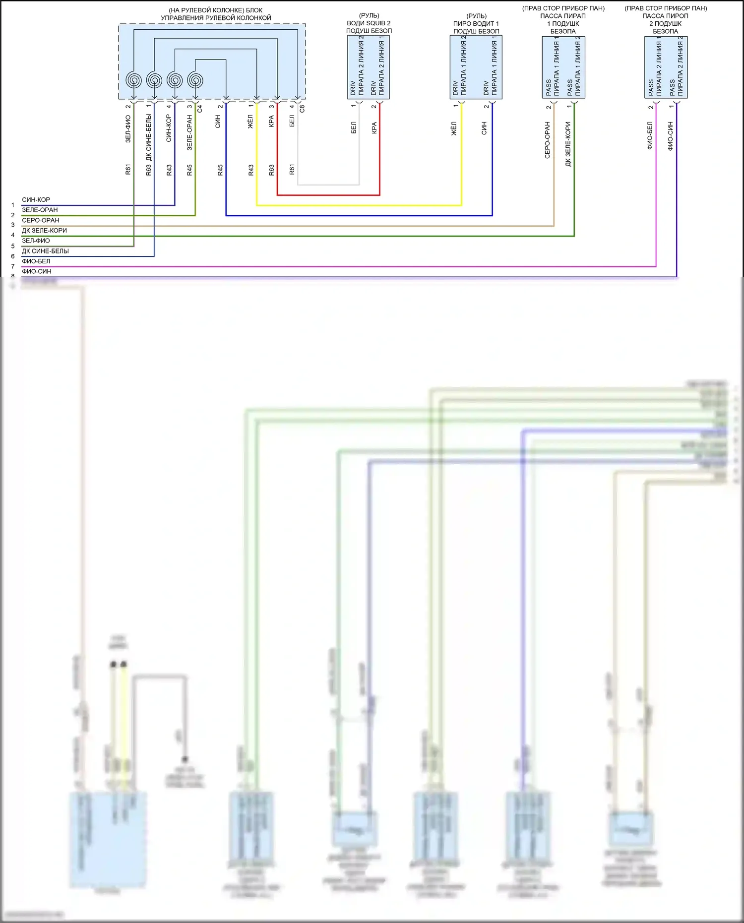 2500 RAM I рестайлинг (2019-2024): Электросхема подушек безопасности (2 из 3) 