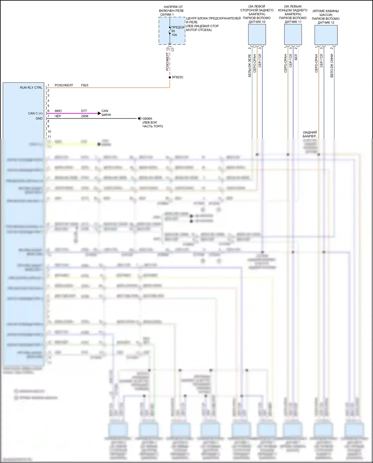 2500 RAM I рестайлинг (2019-2024): Электросхема парктроника 