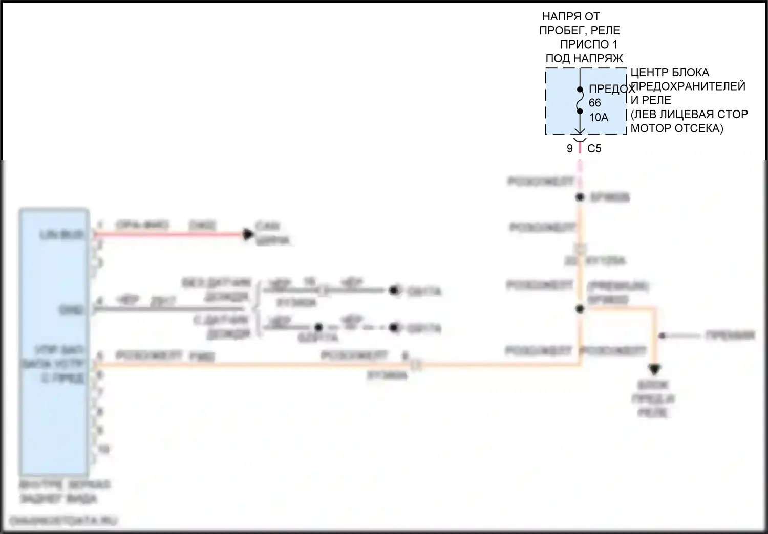 2500 RAM I рестайлинг (2019-2024): Электросхема автоматического дневного/ночного зеркала 