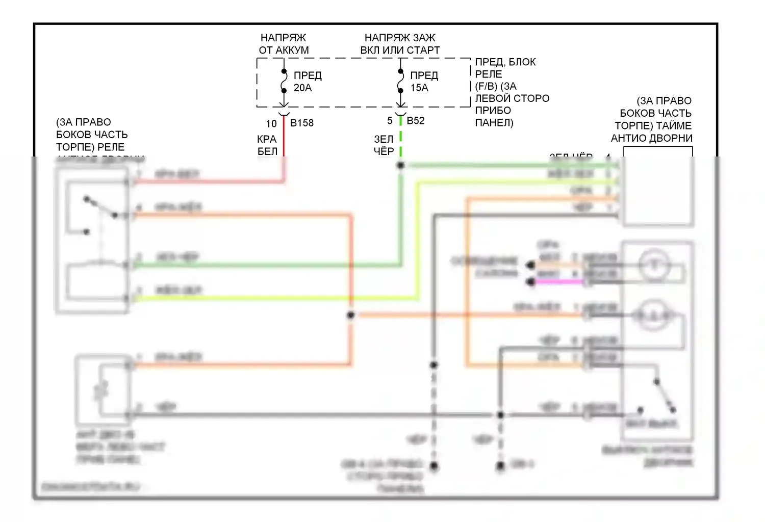 9-2X Saab I (2004-2006): Электросхема антиобледенителя дворника 