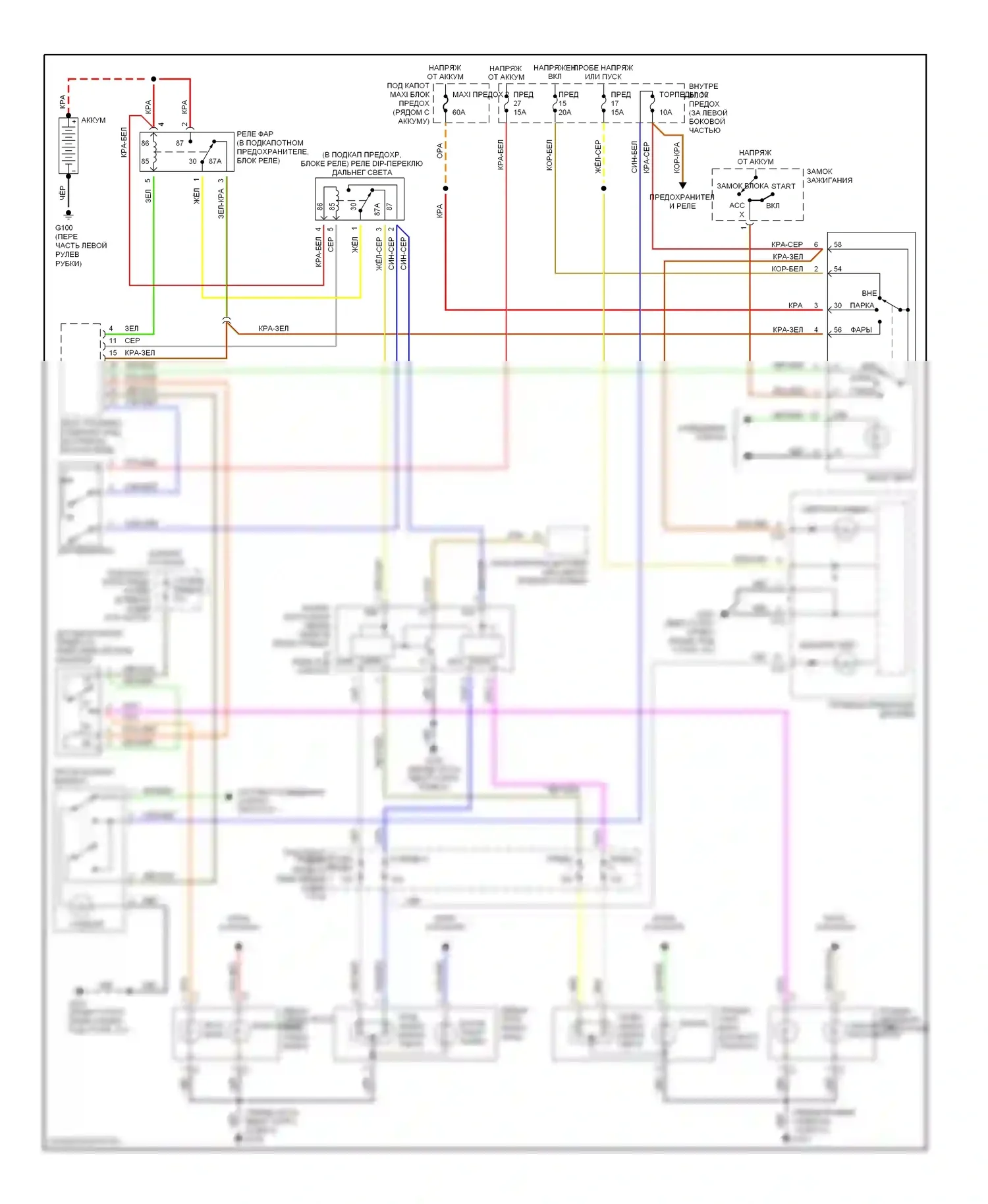 9-3 Saab I (1998-2003): Электросхема фар и передних противотуманных фар 
