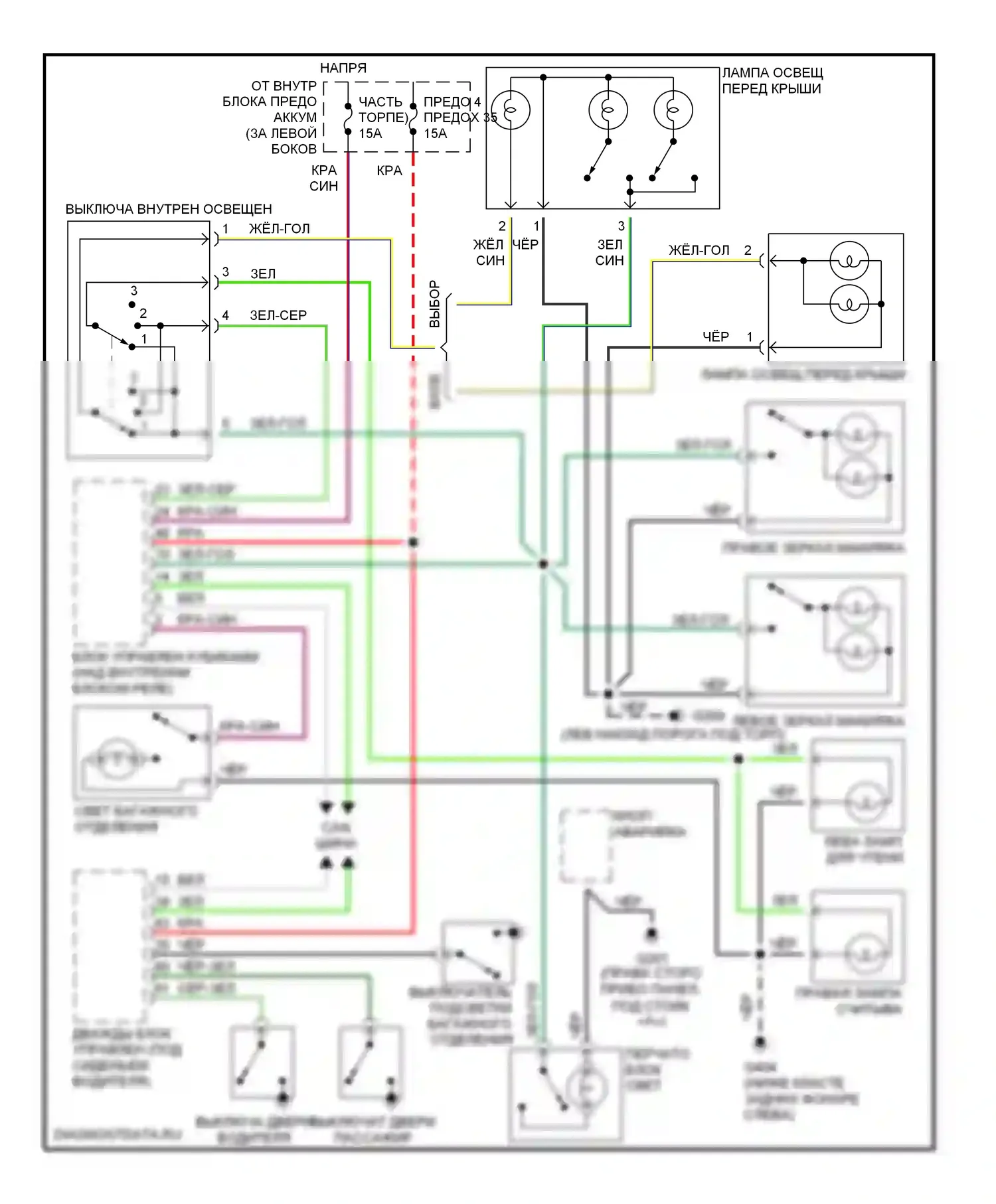 9-3 Saab I (1998-2003): Электросхема освещения салона, кабриолет 