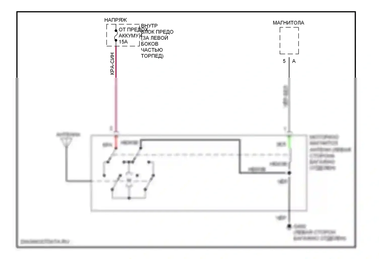 9-3 Saab I (1998-2003): Электросхема силовой антенны 