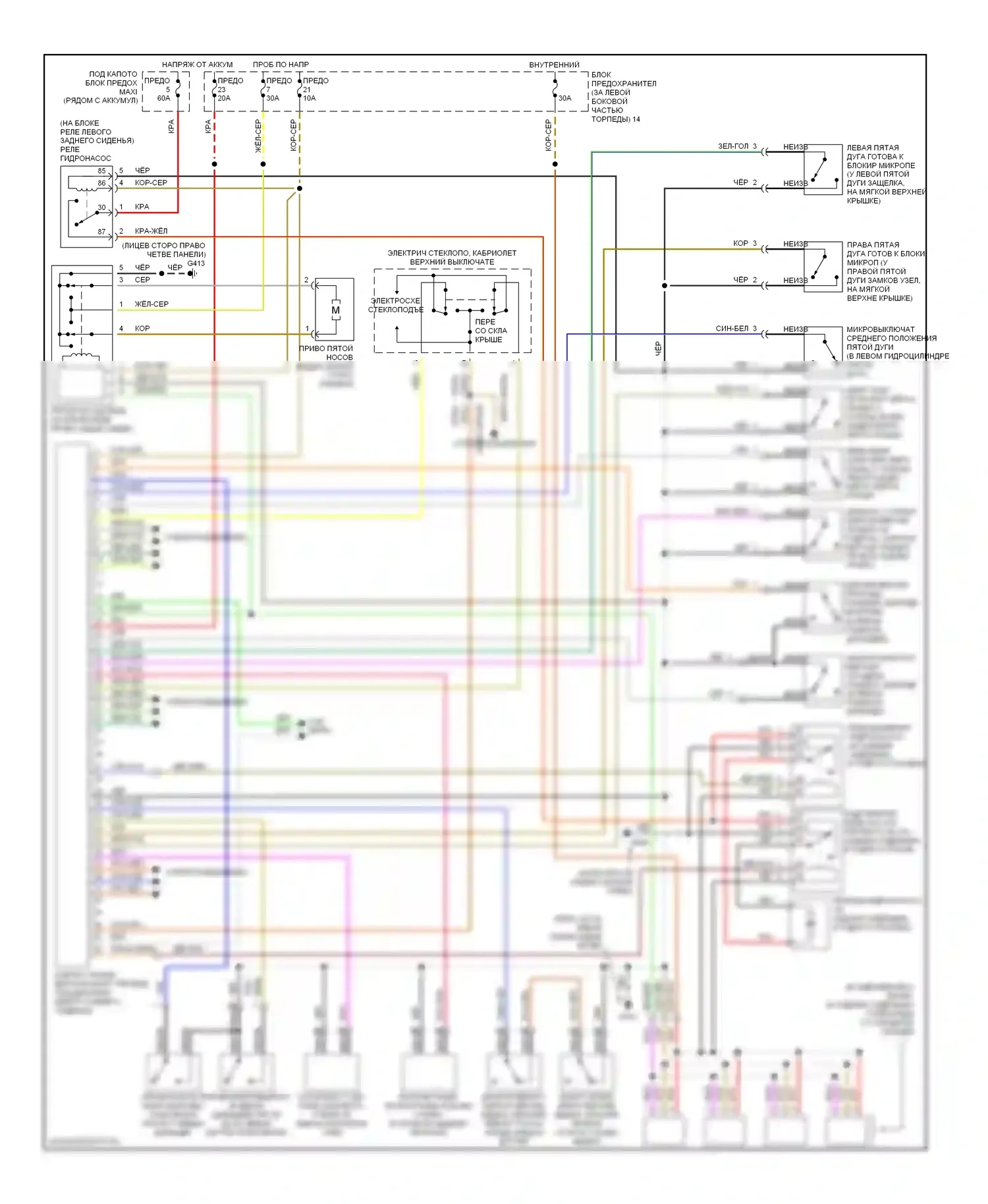 9-3 Saab I (1998-2003): Электросхема со складной крышей 