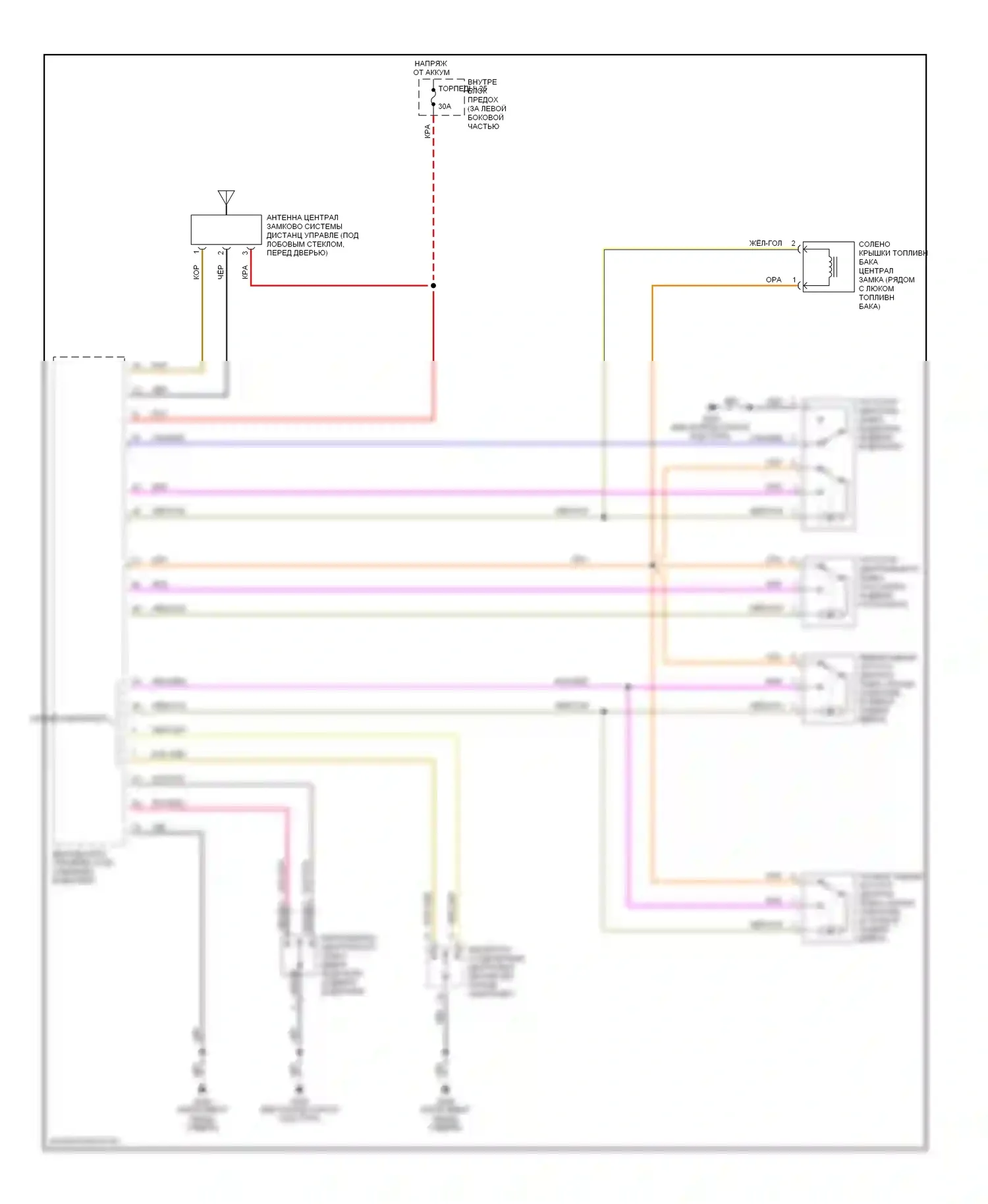 9-3 Saab I (1998-2003): Электросхема замка силовой двери 