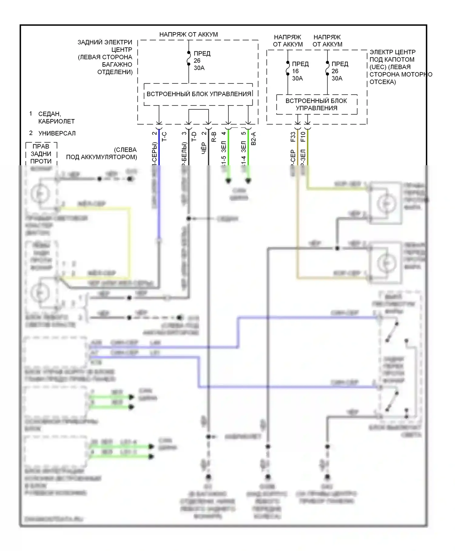 9-3 Saab II (2002-2008): Электросхема противотуманной фары 