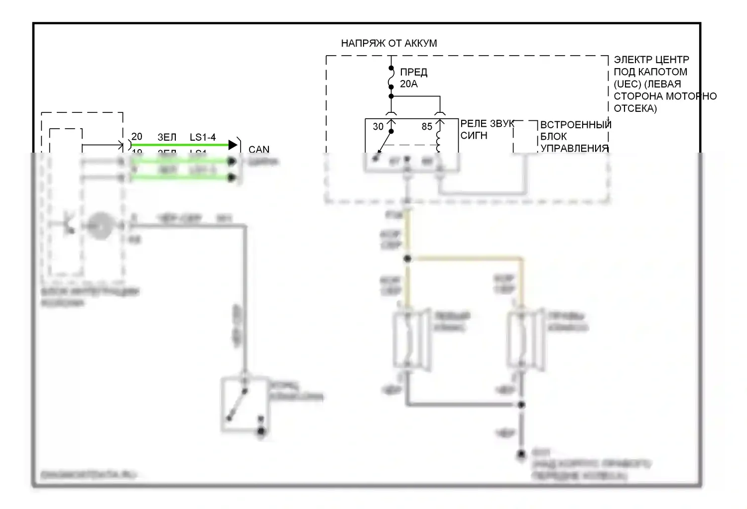 9-3 Saab II (2002-2008): Электросхема клаксона 