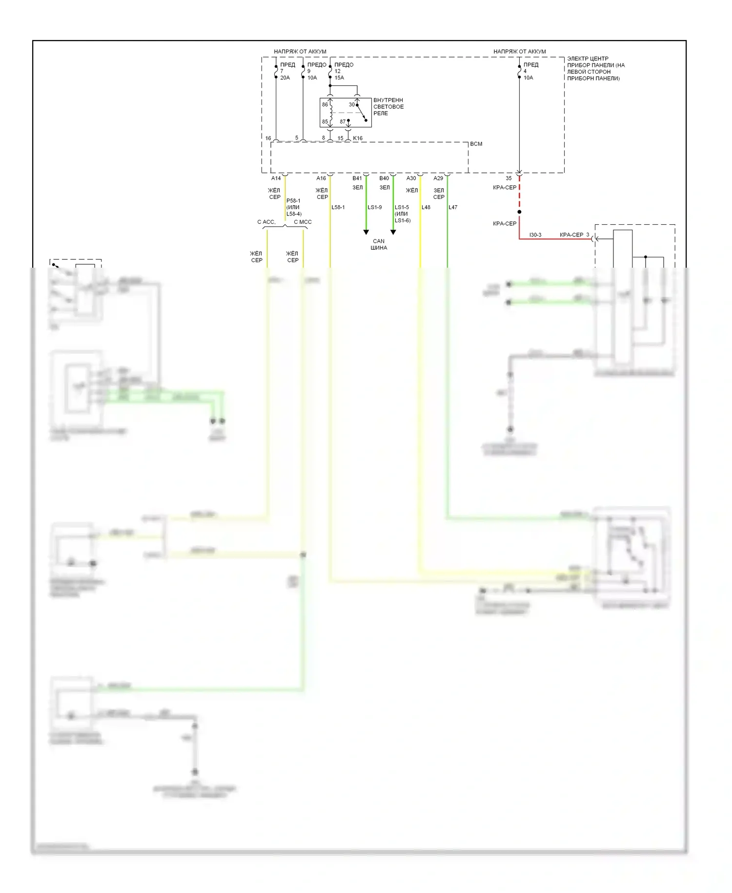 9-3 Saab II (2002-2008): Электросхема подсветки приборной панели 