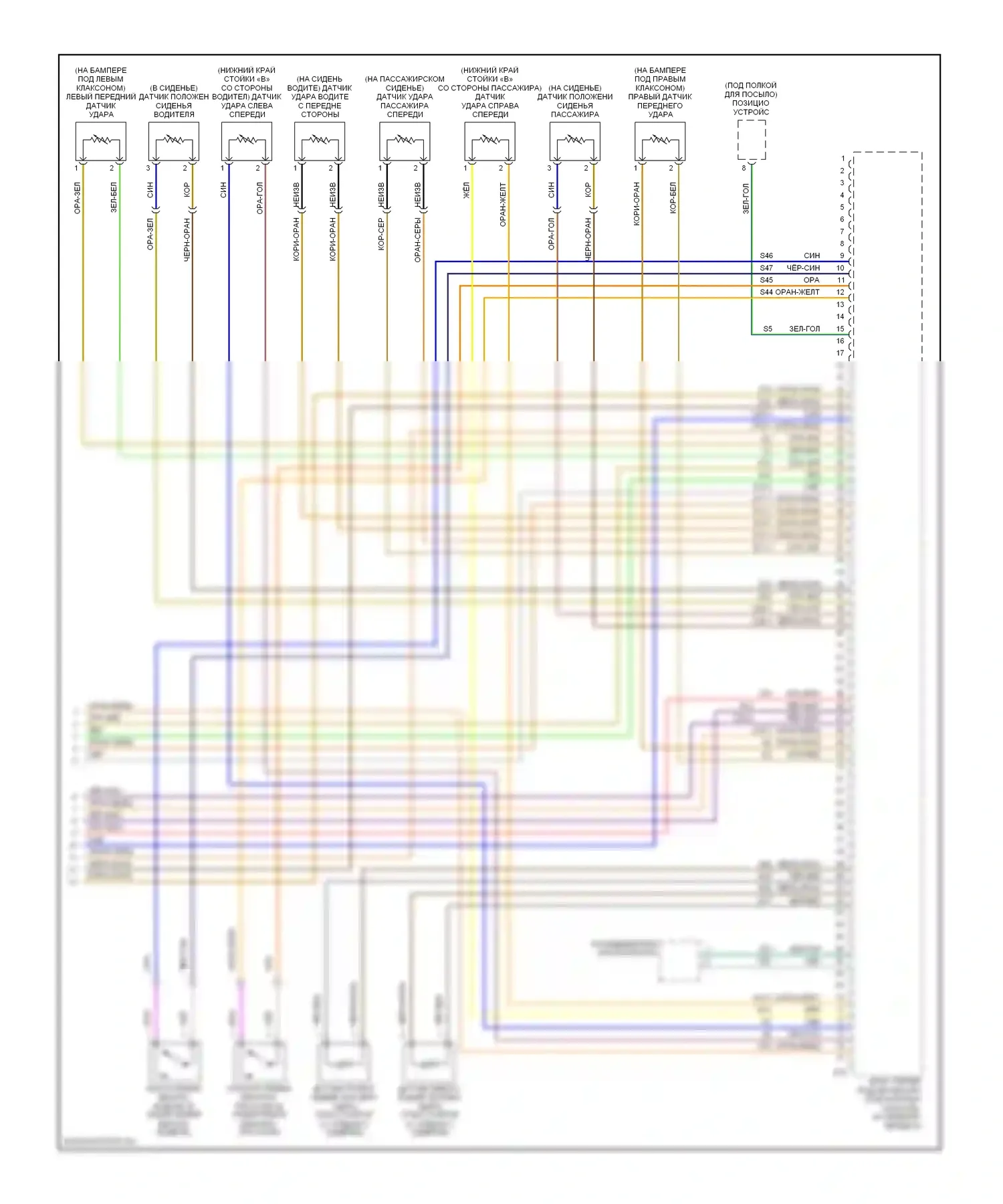 9-3 Saab II (2002-2008): Электросхема подушек безопасности, кабриолет (2 из 2) 