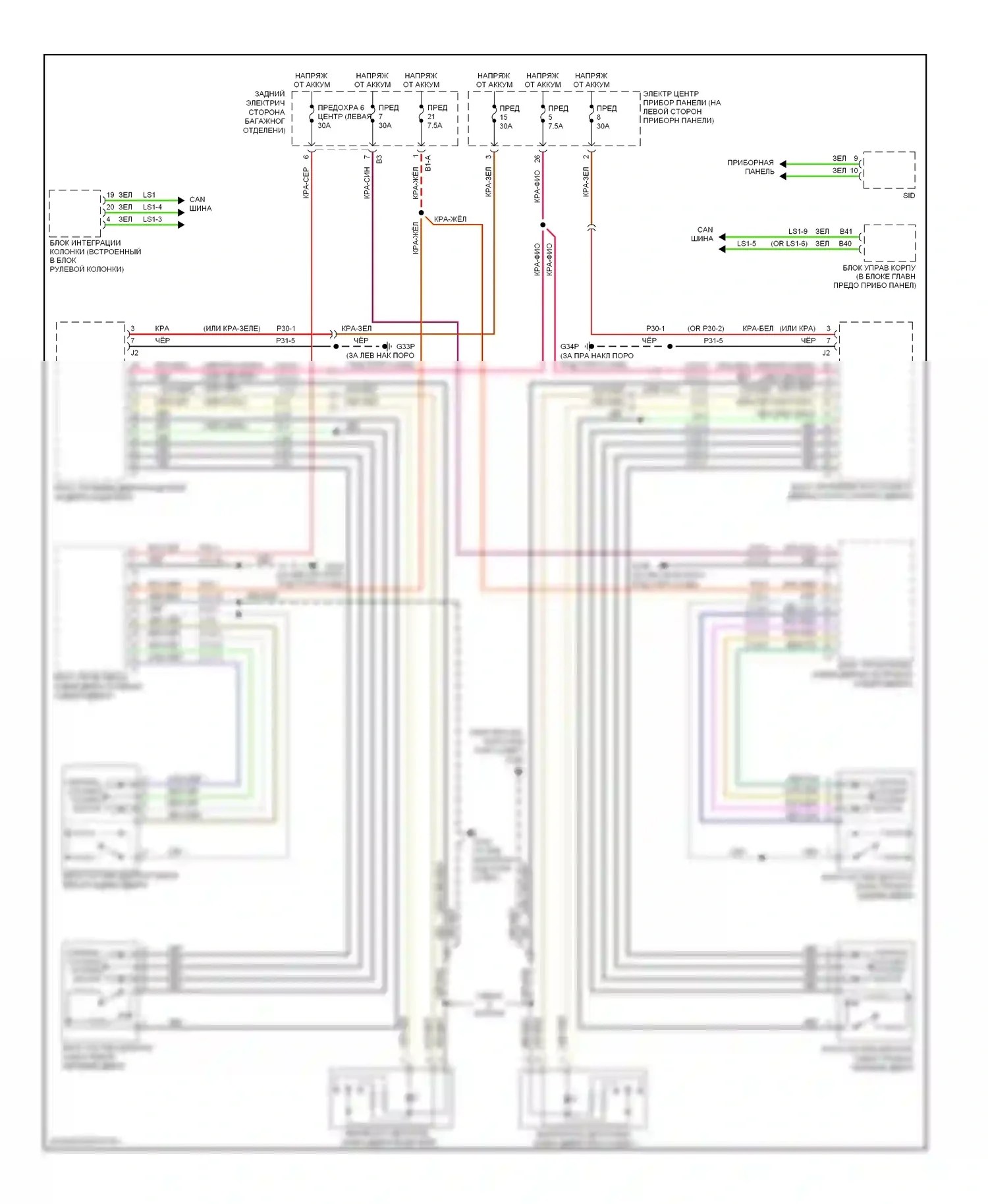 9-3 Saab II (2002-2008): Электросхема центрального замка 