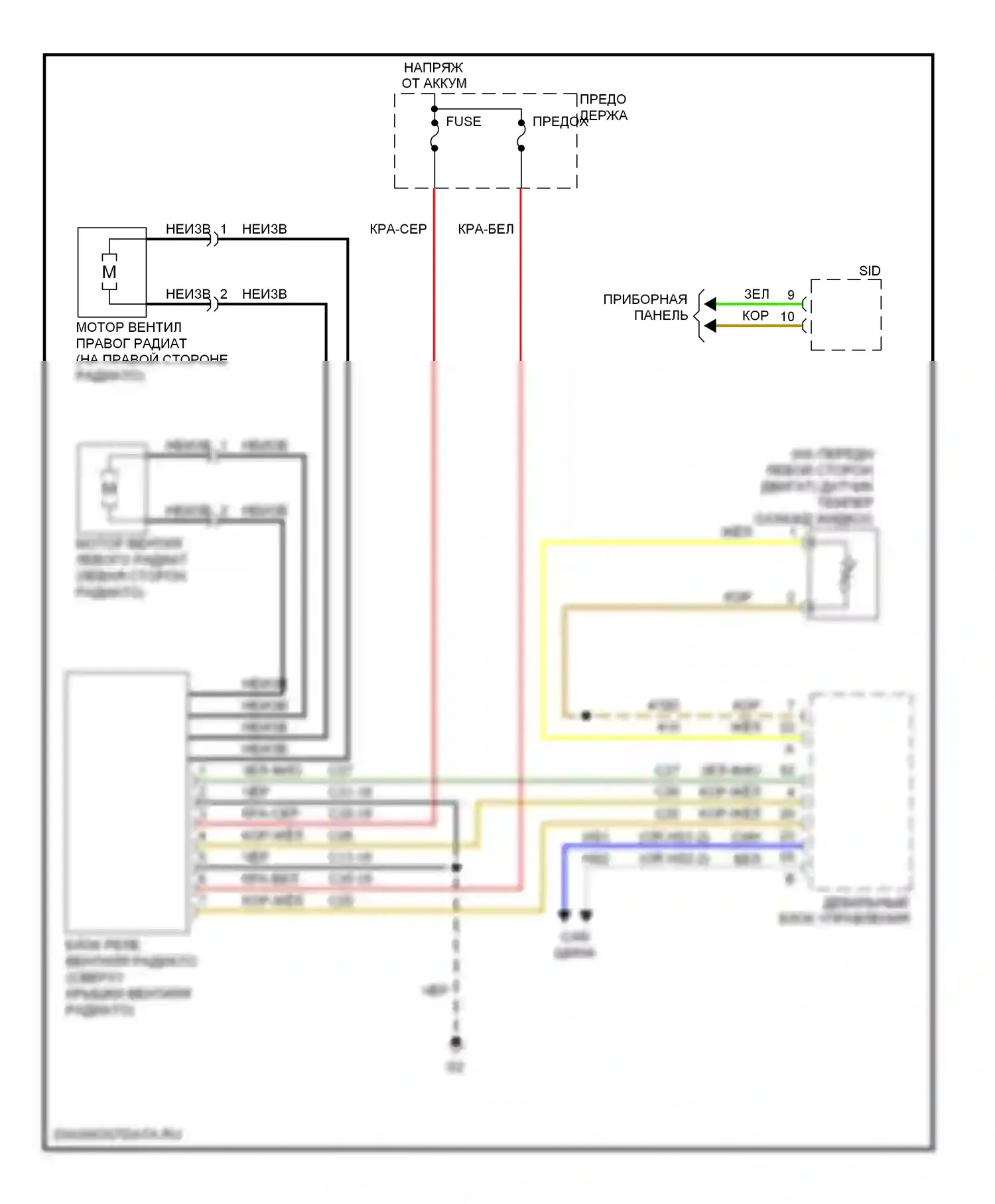9-3 Saab II (2002-2008): 2,8л турбо, электросхема вентилятора охлаждения 