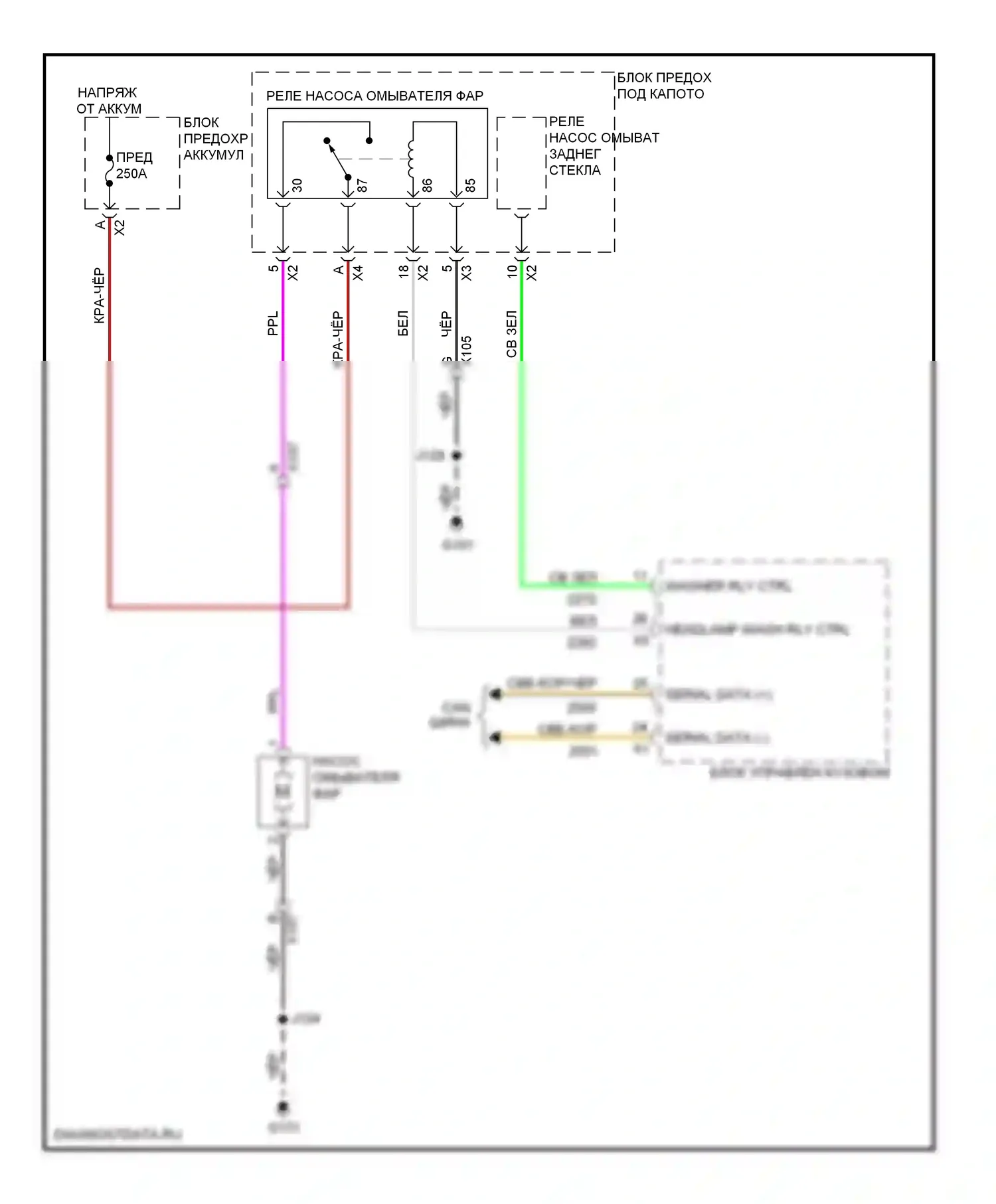 9-4X Saab I (2011-2011): Дворники и омыватели электросхема, без датчика дождя 