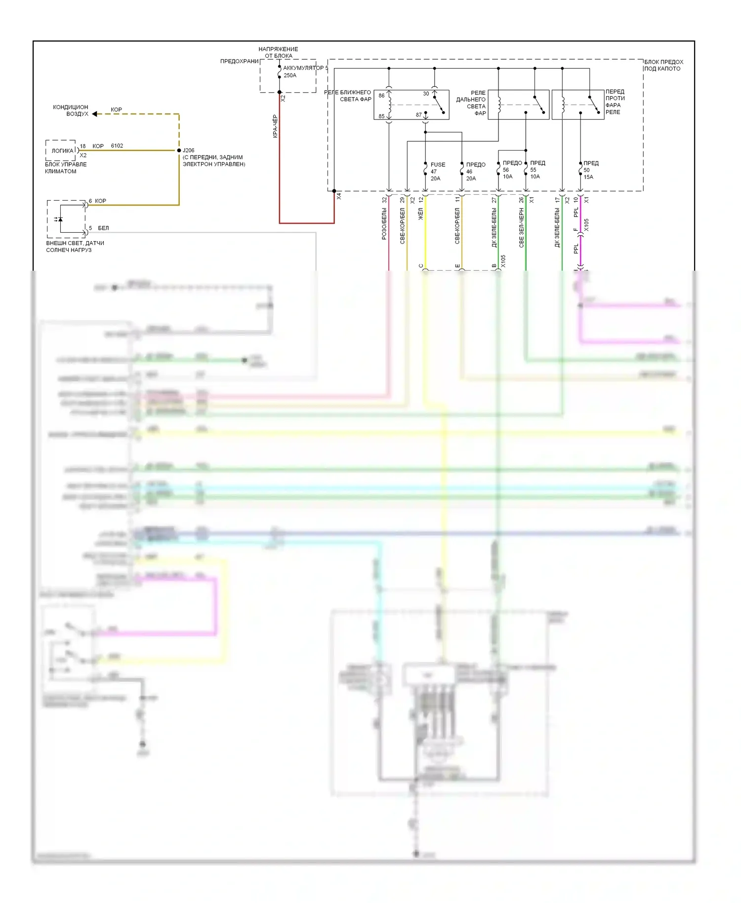 9-4X Saab I (2011-2011): Электросхема фар, с разрядом высокой интенсивности (1 из 2) 