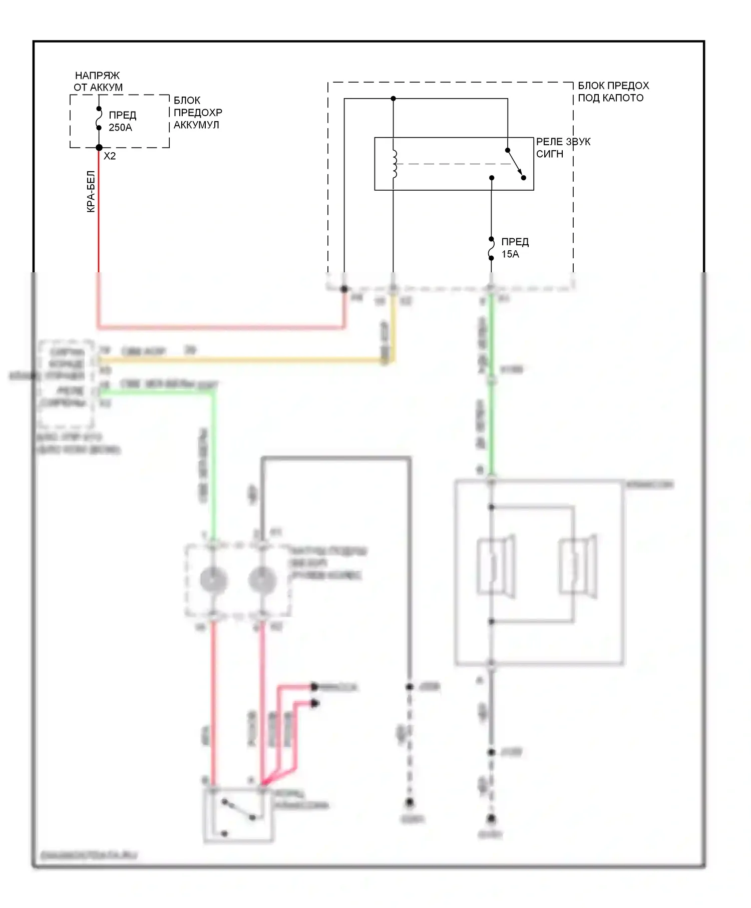 9-4X Saab I (2011-2011): Электросхема клаксона 