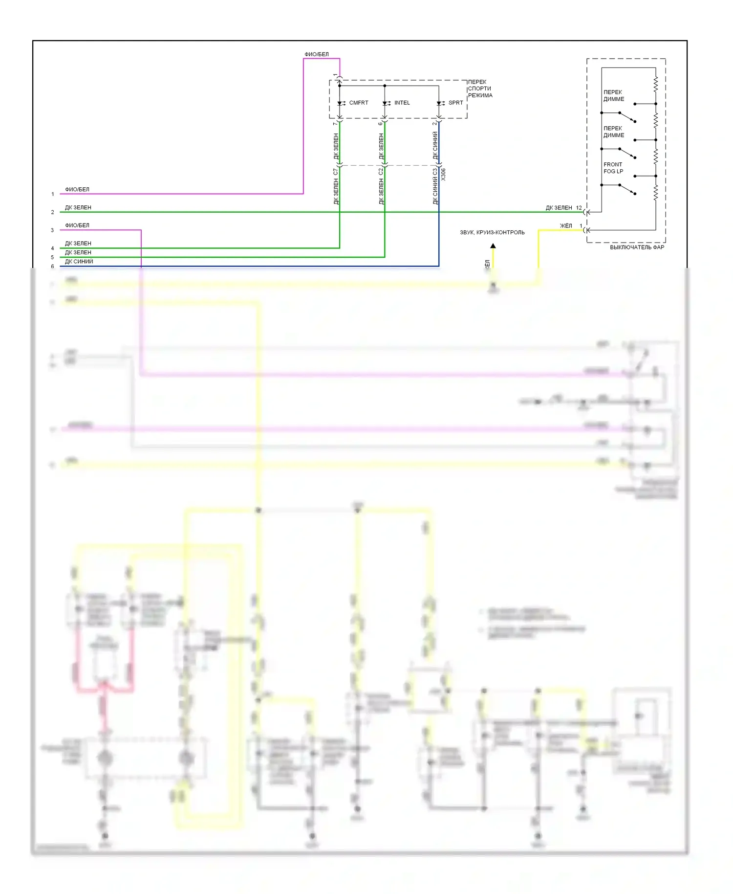 9-4X Saab I (2011-2011): Электросхема подсветки приборной панели (2 из 2) 